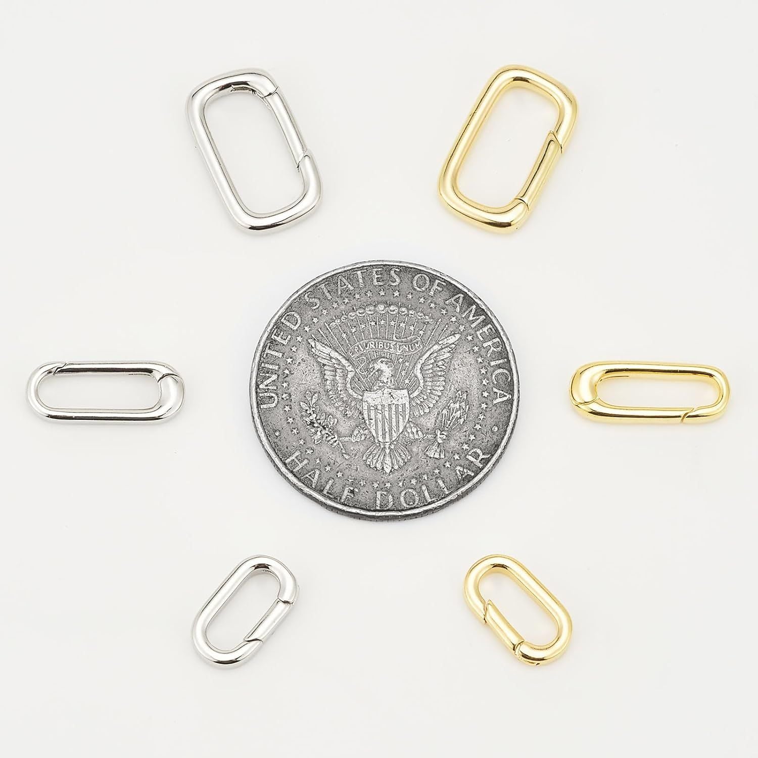10pcs Oval Clasp Carabiner,Jewelry Necklace Connector for Extend or Repair,Gold-17.9mm