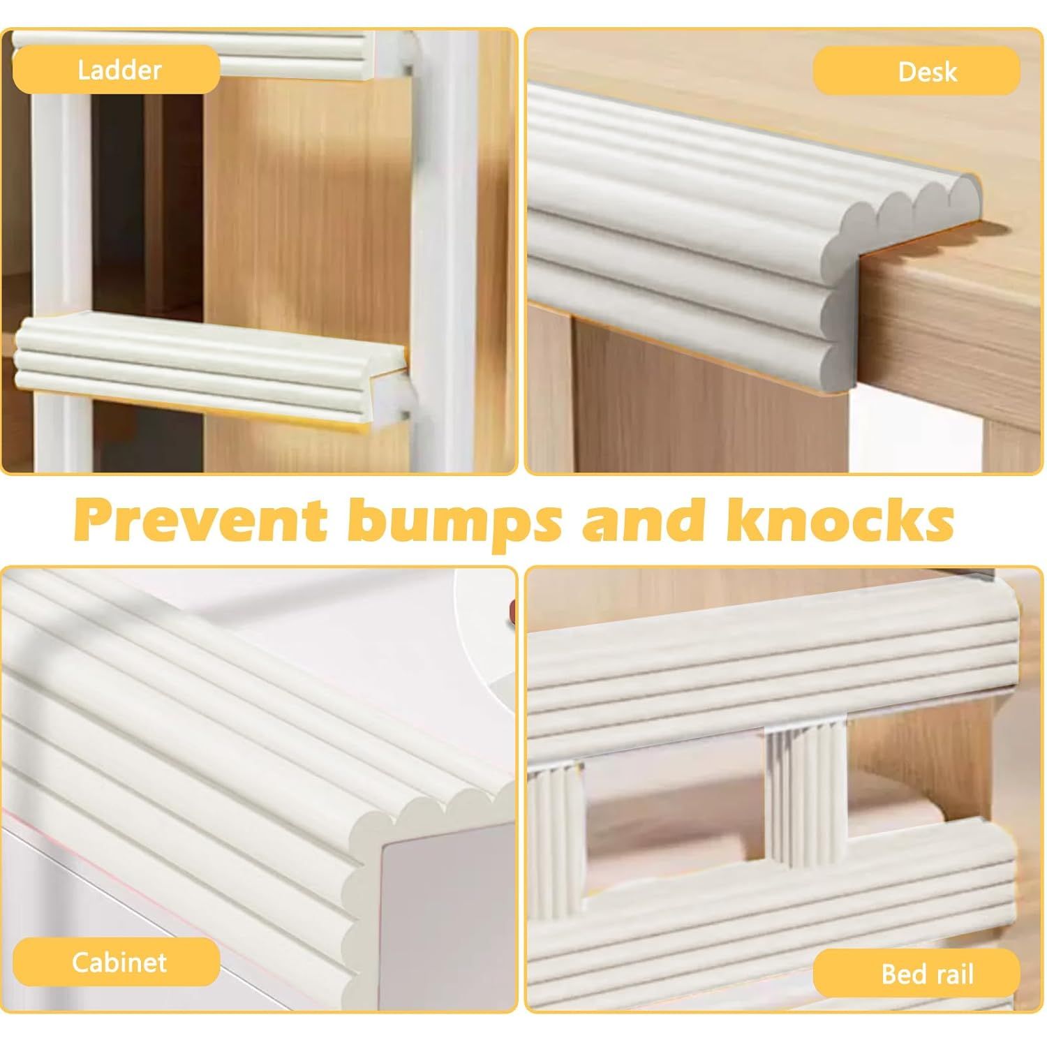 Soft Bunk Bed Ladder Pads with Cutter – Foam Step Padding & Ladder Cover for Kids’ Loft Beds, Dorm Ladders, Stairs & Edges, Easy-Cut Protective Pads for Comfortable Climbing and Home Safety White