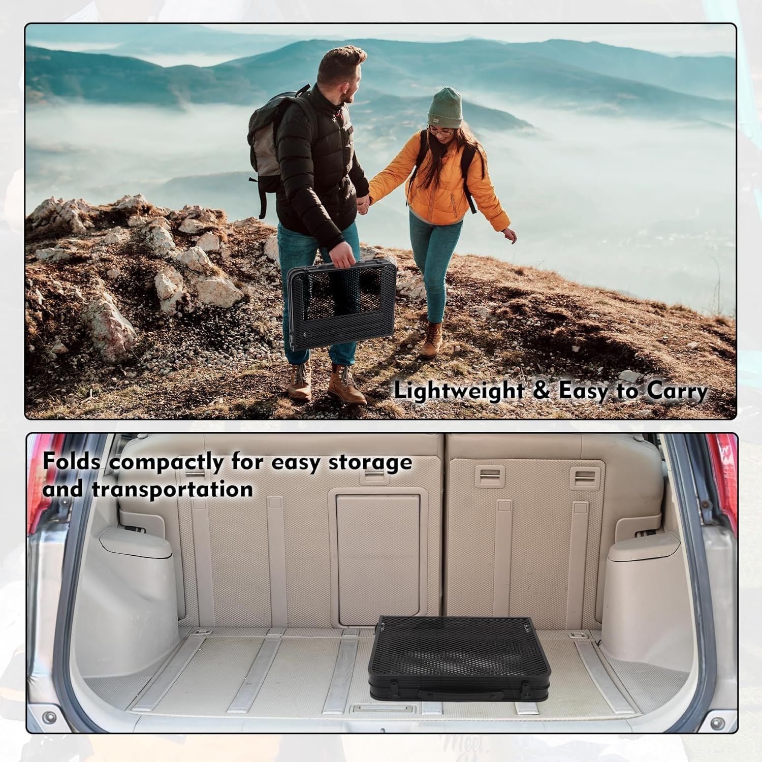 Camping Table with Mesh Desktop, Lightweight & Portable Small Folding Grill Table, Height Adjustable Metal Outdoor Table for Camp, Cooking, BBQ, RV, Picnic-2 FT Black