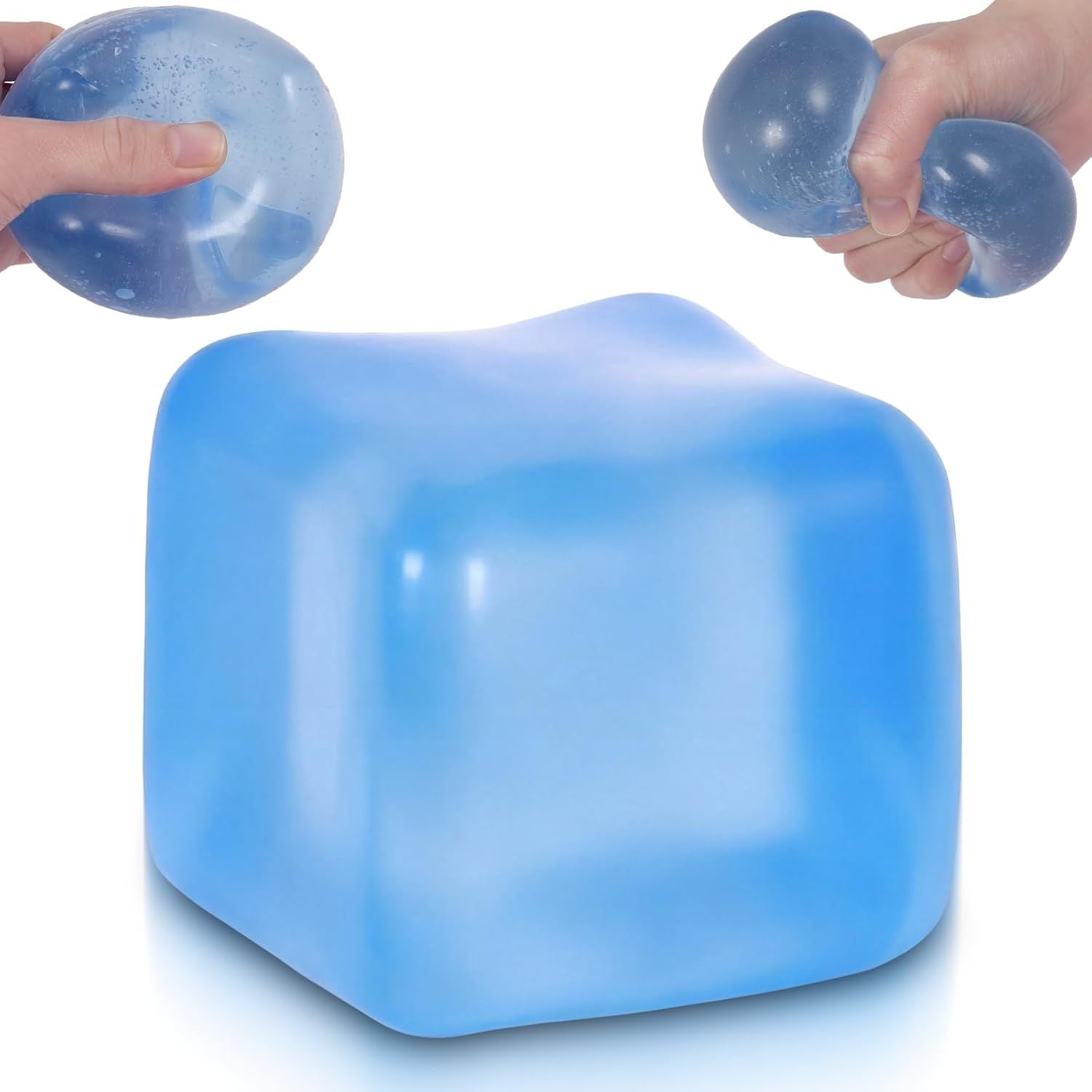 Large Ice Cube Squishy Toy 7cm 2.76Inch , Big Slow Rising Squishies for Sensory Play, Perfect Stress Relief Fidget Toys for Adults Anxiety, Squishy Cube Sensory Toys Blue