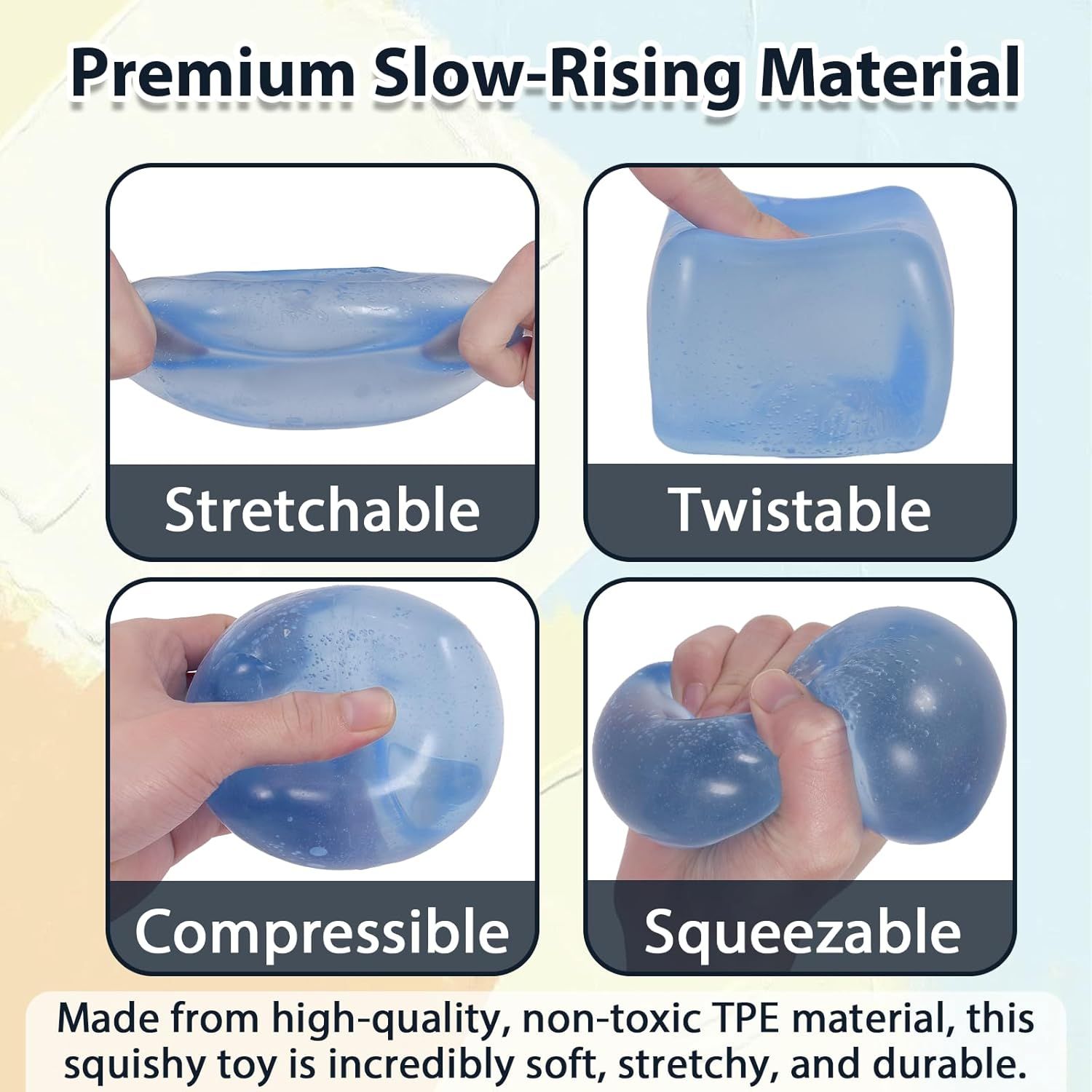 Large Ice Cube Squishy Toy 7cm 2.76Inch , Big Slow Rising Squishies for Sensory Play, Perfect Stress Relief Fidget Toys for Adults Anxiety, Squishy Cube Sensory Toys Blue