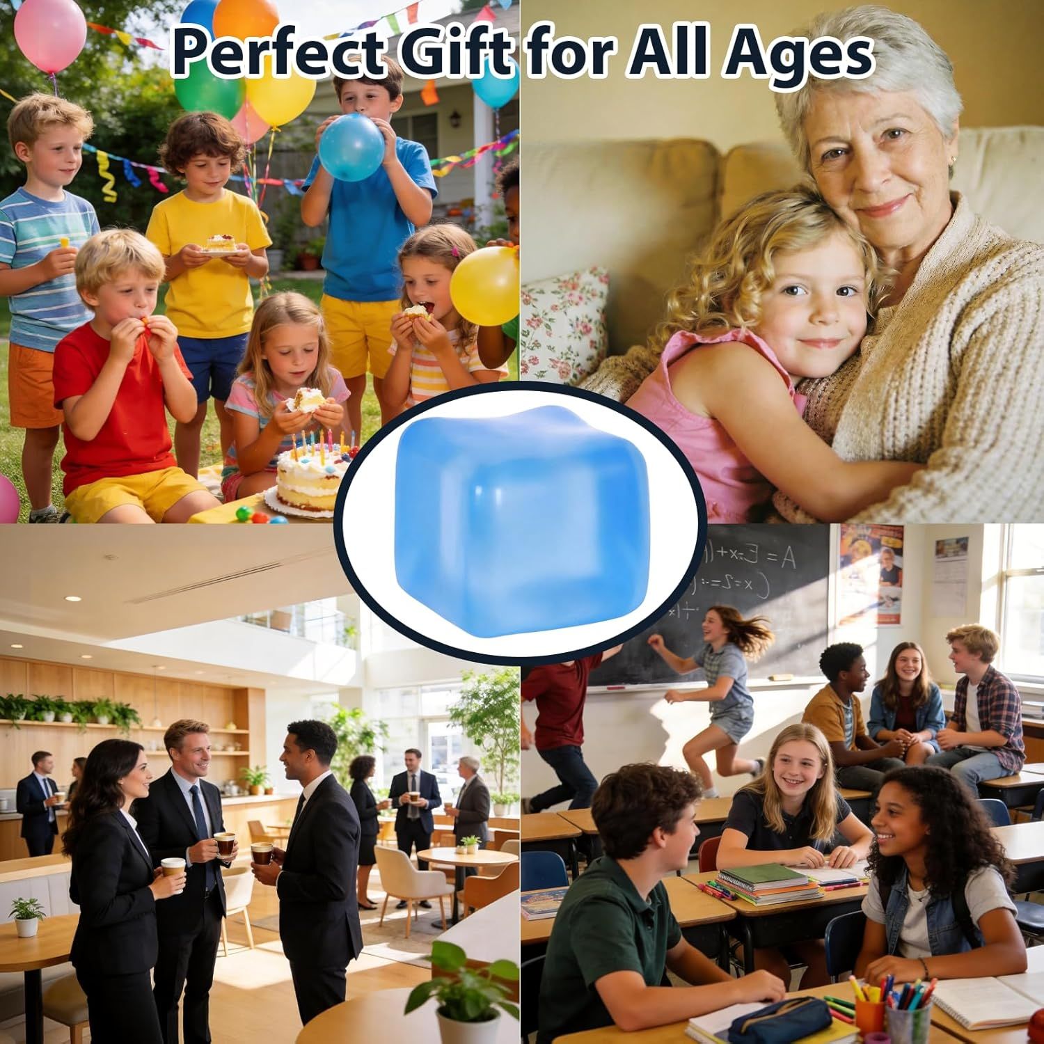 Large Ice Cube Squishy Toy 7cm 2.76Inch , Big Slow Rising Squishies for Sensory Play, Perfect Stress Relief Fidget Toys for Adults Anxiety, Squishy Cube Sensory Toys Blue