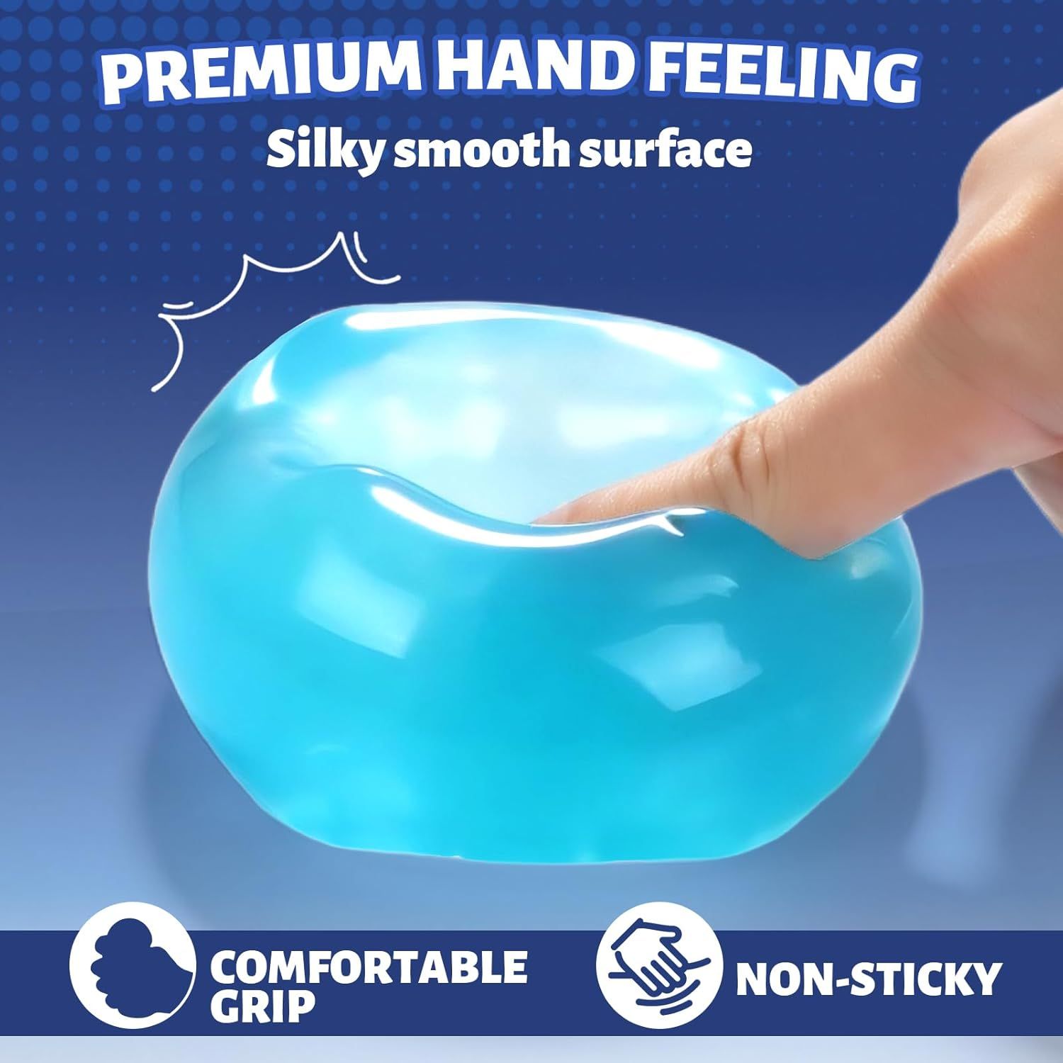 Oversized Dense Gel Stress Cube 2.55" - Anxiety Relief Fidget Toy - Larger, Firmer, Slow-Rise - Dual-Reinforced Leak-Proof Design - Premium Sensory Gift for Adults & Teens