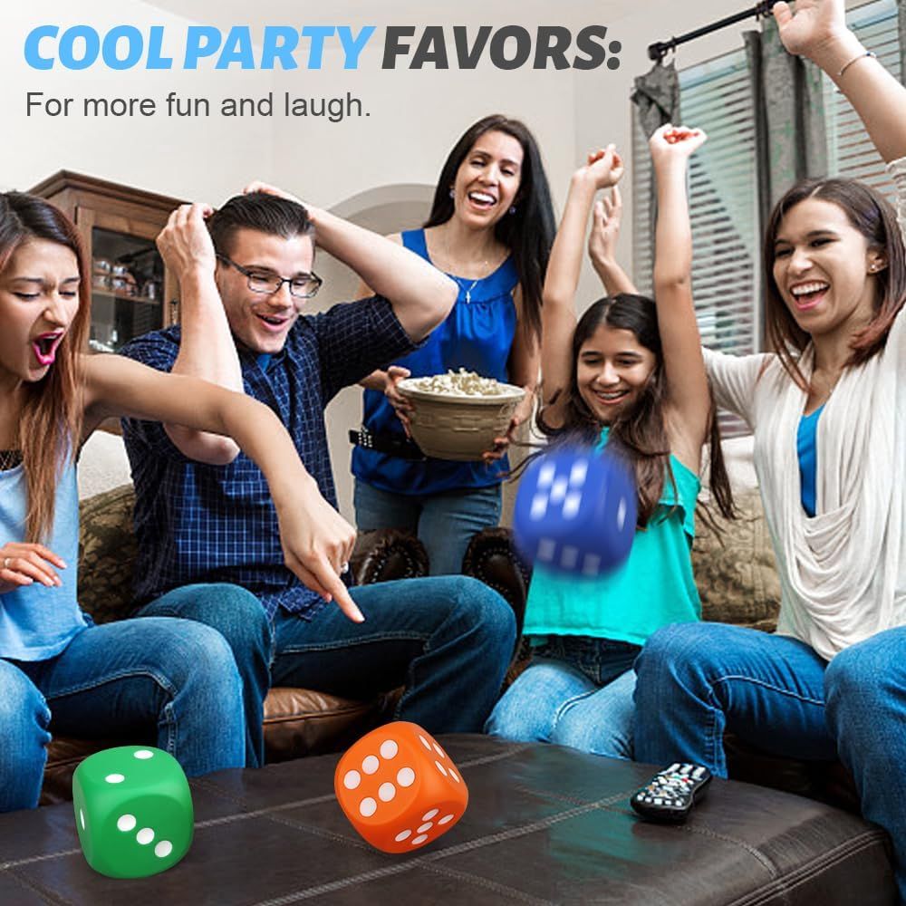 Large 3 Inch Foam Fidget Dice Toys, Jumbo Stress Toy Relief Big Dice, Squeeze Squishy Giant Large Fidgets Cube for Family Board Game Classroom Party Favors Bag Stuffer 3 Pack