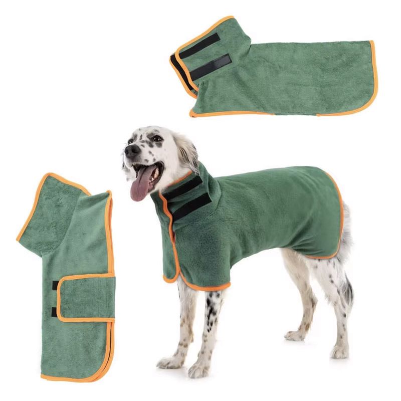 Quick Dry Dog Bathrobe Breathable Full Wrap for 14-24kg Dogs