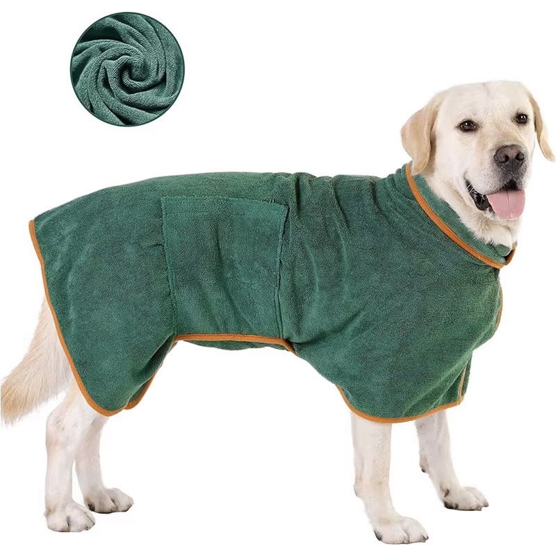 Quick Dry Dog Bathrobe Breathable Full Wrap for 14-25kg Dogs