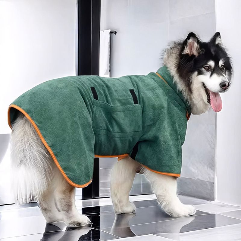 Quick Dry Dog Bathrobe Breathable Full Wrap for 14-27kg Dogs