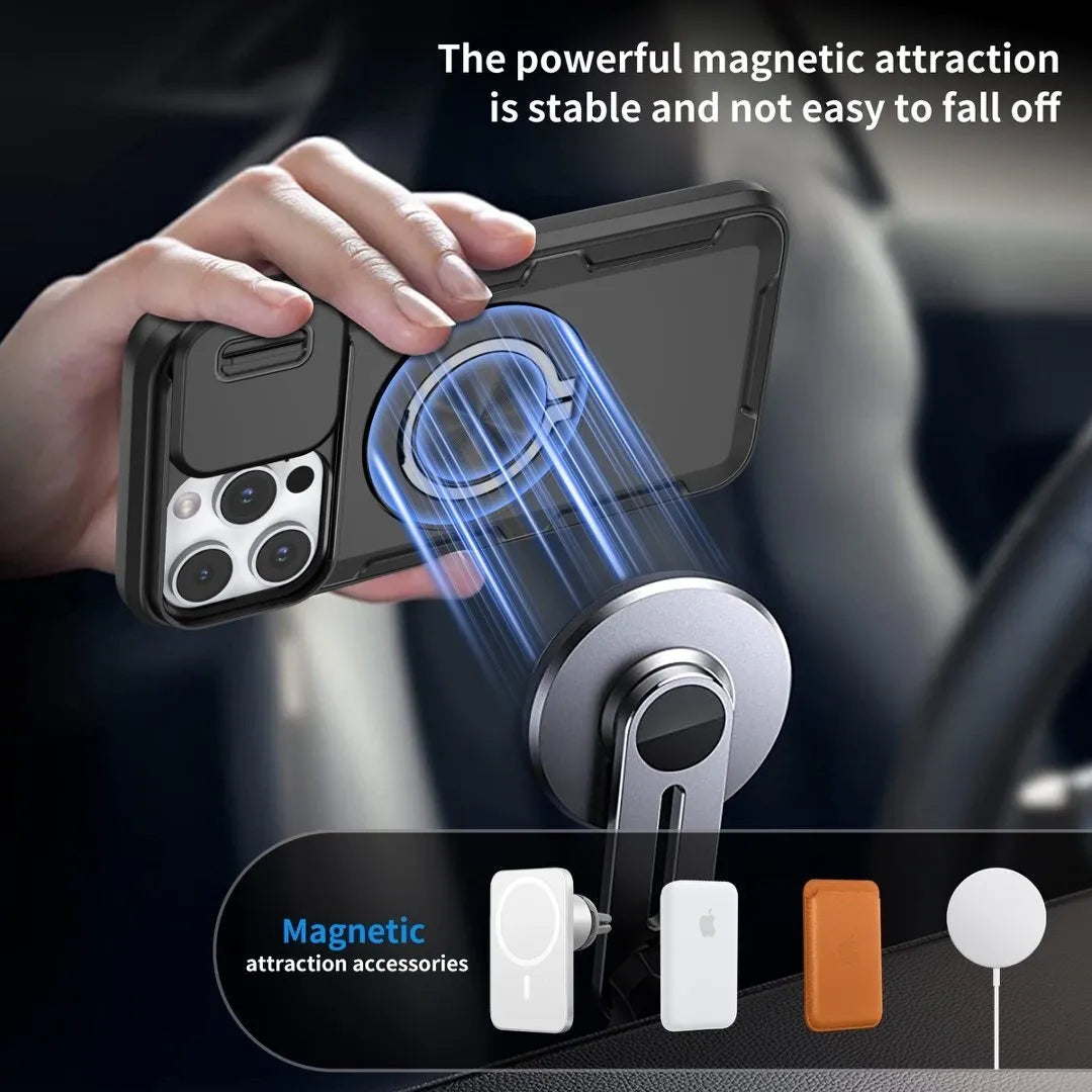 2-in-1 Magnetic Sliding Lens Case, Black for iPhone 14 Pro