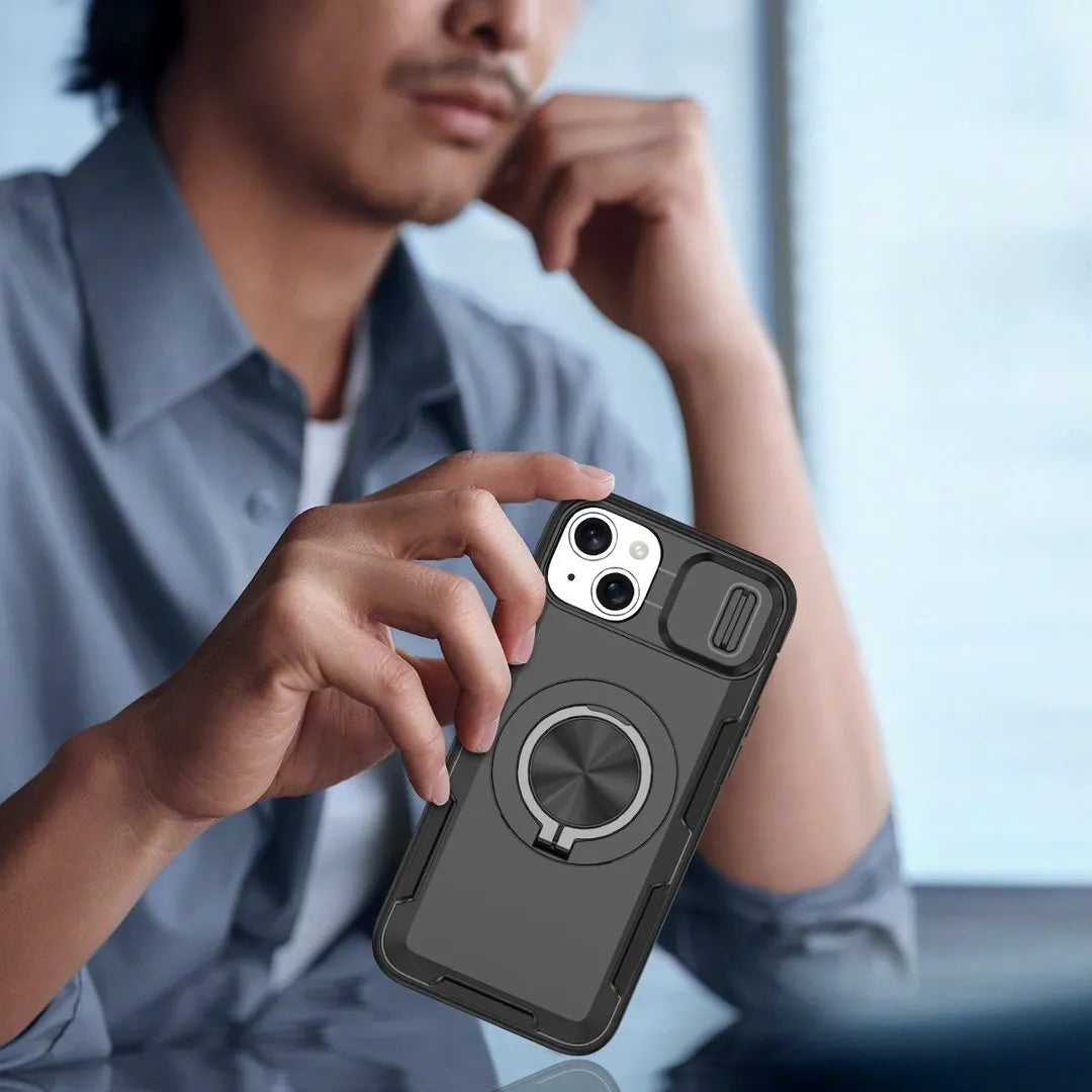 2-in-1 Magnetic Sliding Lens Case, Black for iPhone 15