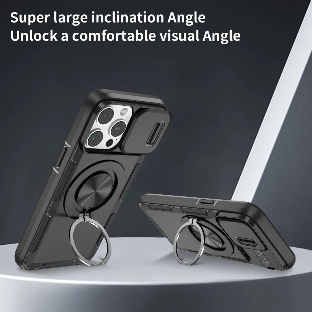 2-in-1 Magnetic Sliding Lens Case, Black for iPhone 15 Pro Max