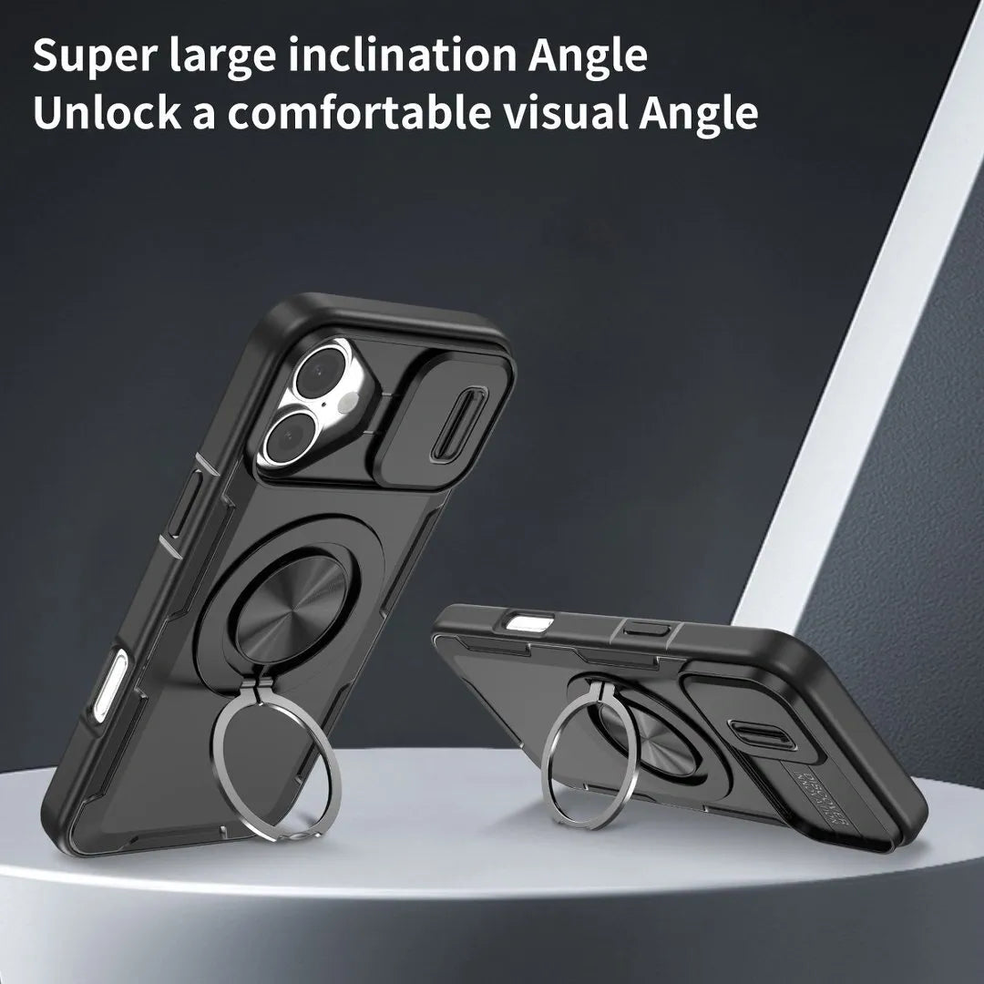 2-in-1 Magnetic Sliding Lens Case, Black for iPhone 16 Plus