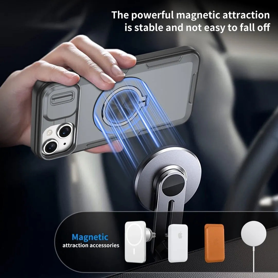 2-in-1 Magnetic Sliding Lens Case, Grey for iPhone 14