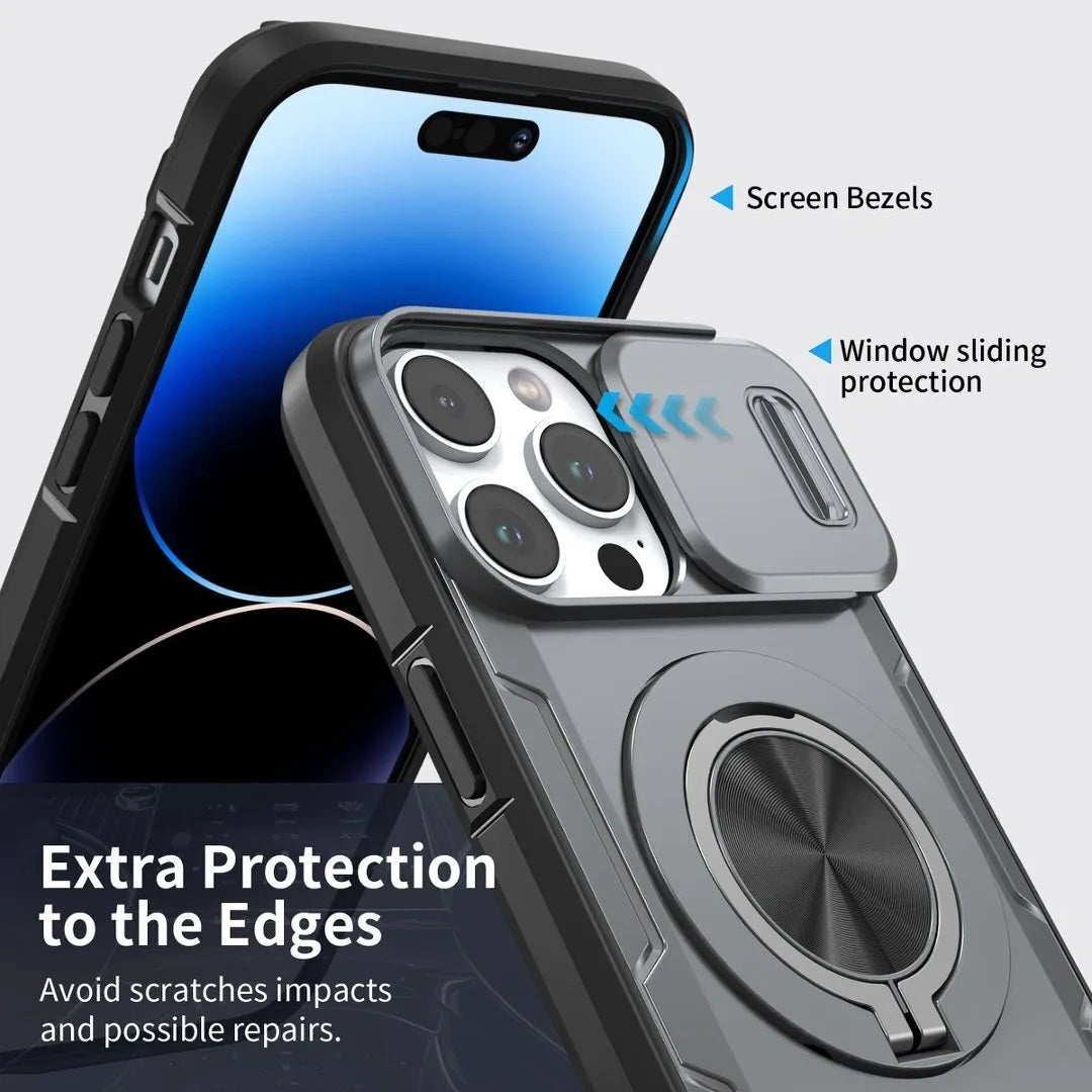 2-in-1 Magnetic Sliding Lens Case, Grey for iPhone 14 Pro Max
