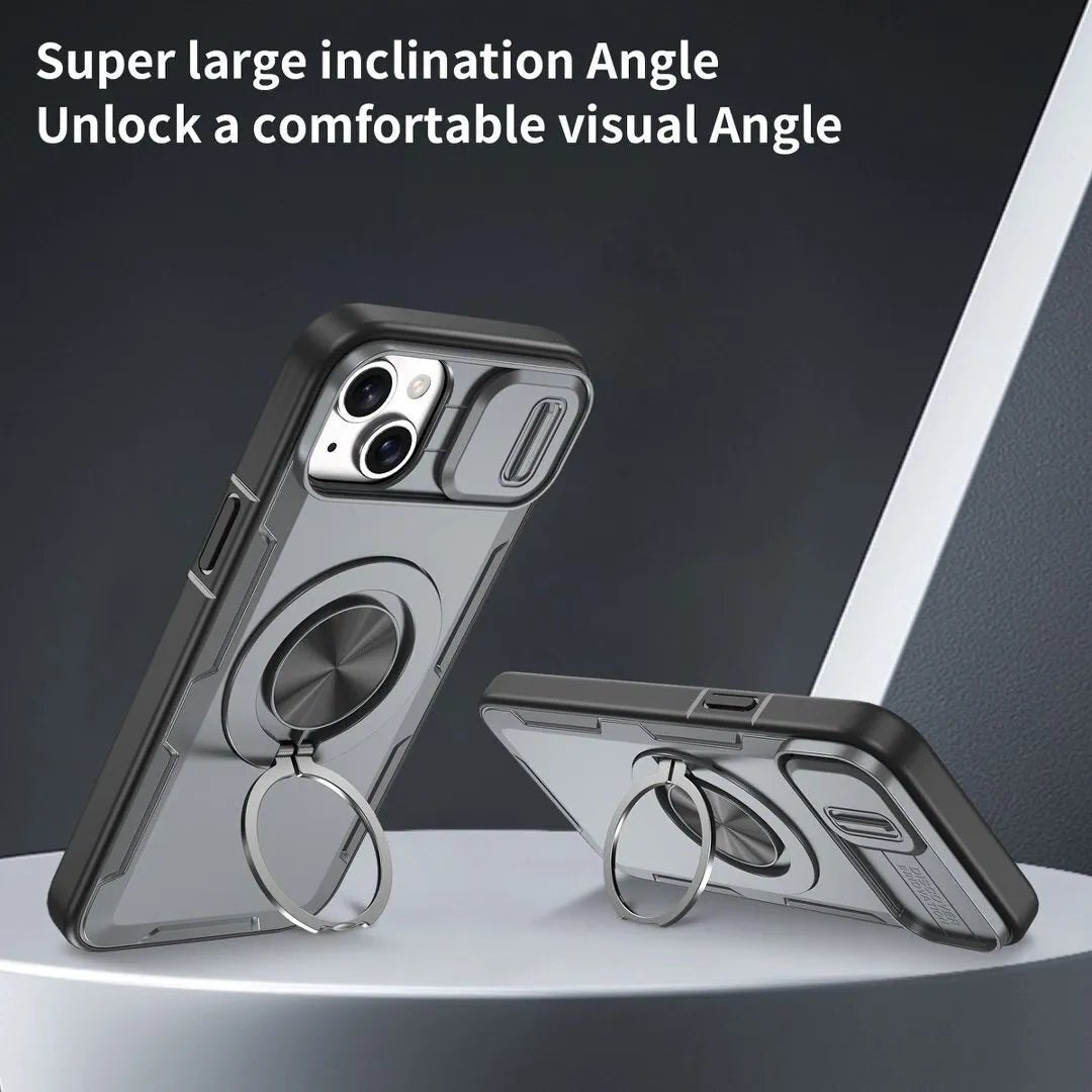 2-in-1 Magnetic Sliding Lens Case, Grey for iPhone 15
