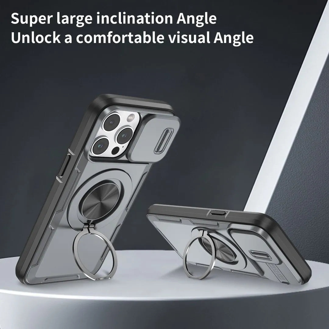 2-in-1 Magnetic Sliding Lens Case, Grey for iPhone 15 Pro