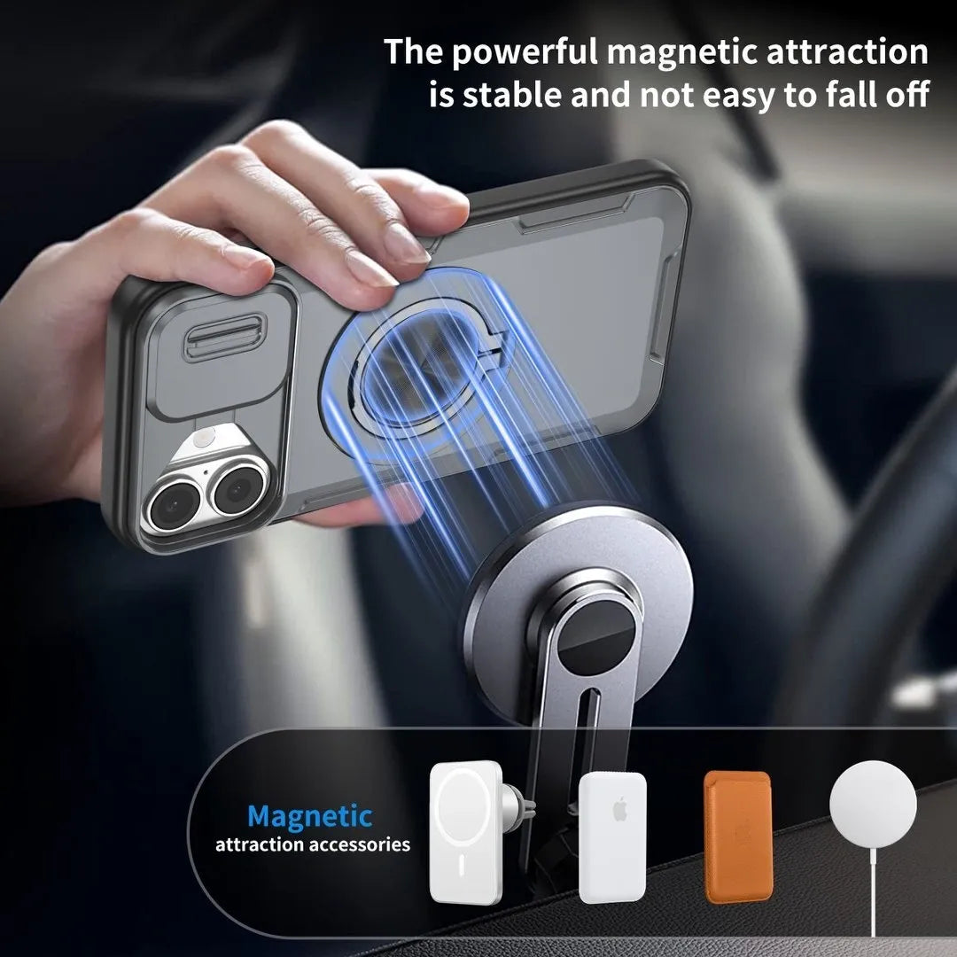 2-in-1 Magnetic Sliding Lens Case, Grey for iPhone 16