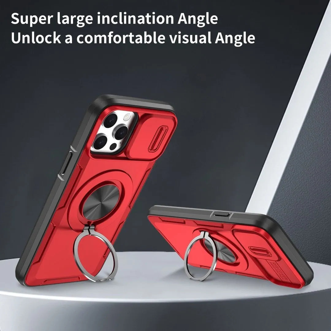 2-in-1 Magnetic Sliding Lens Case, Red for iPhone 13