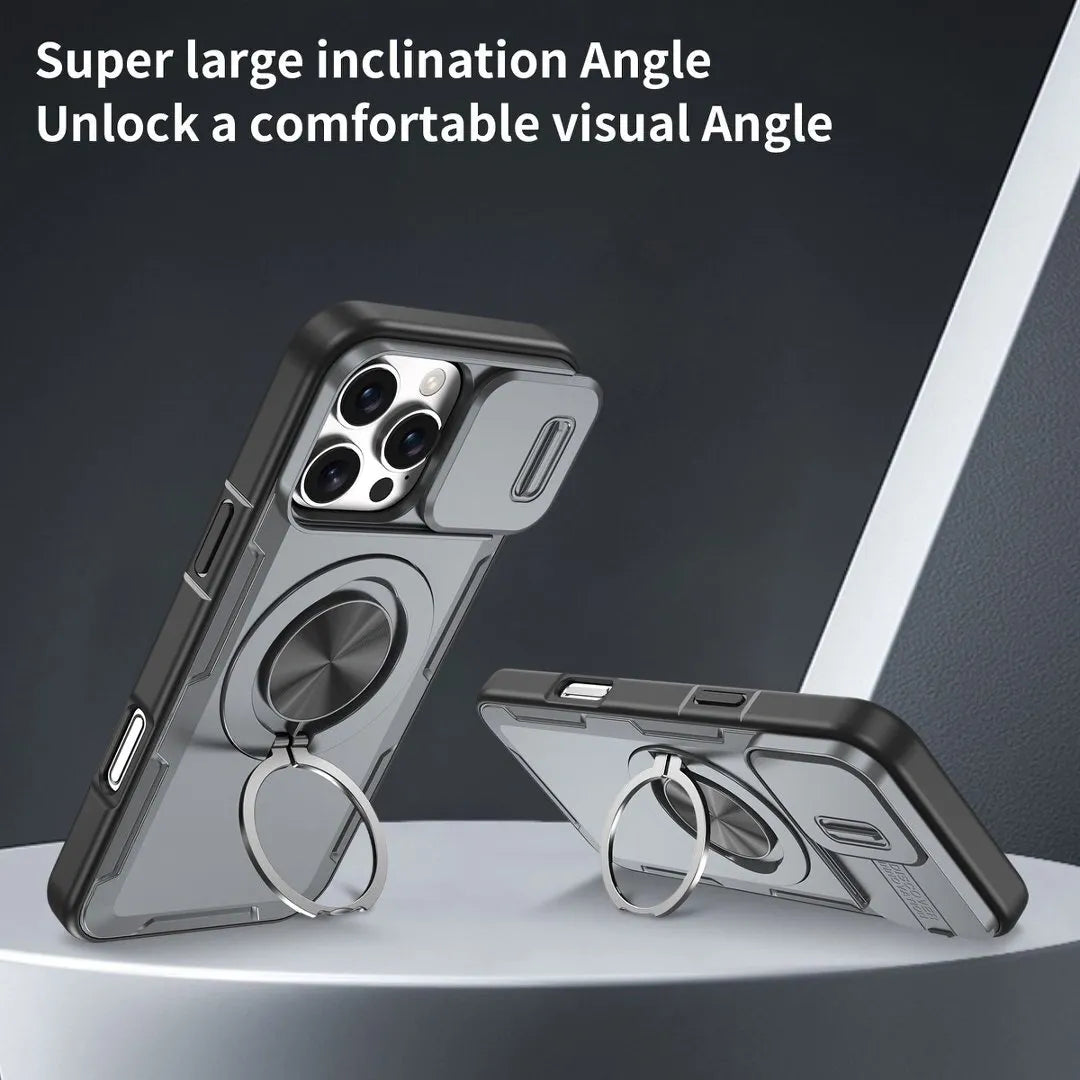 2-in-1 Magnetic Sliding Lens Case, Grey for iPhone 16 Pro Max