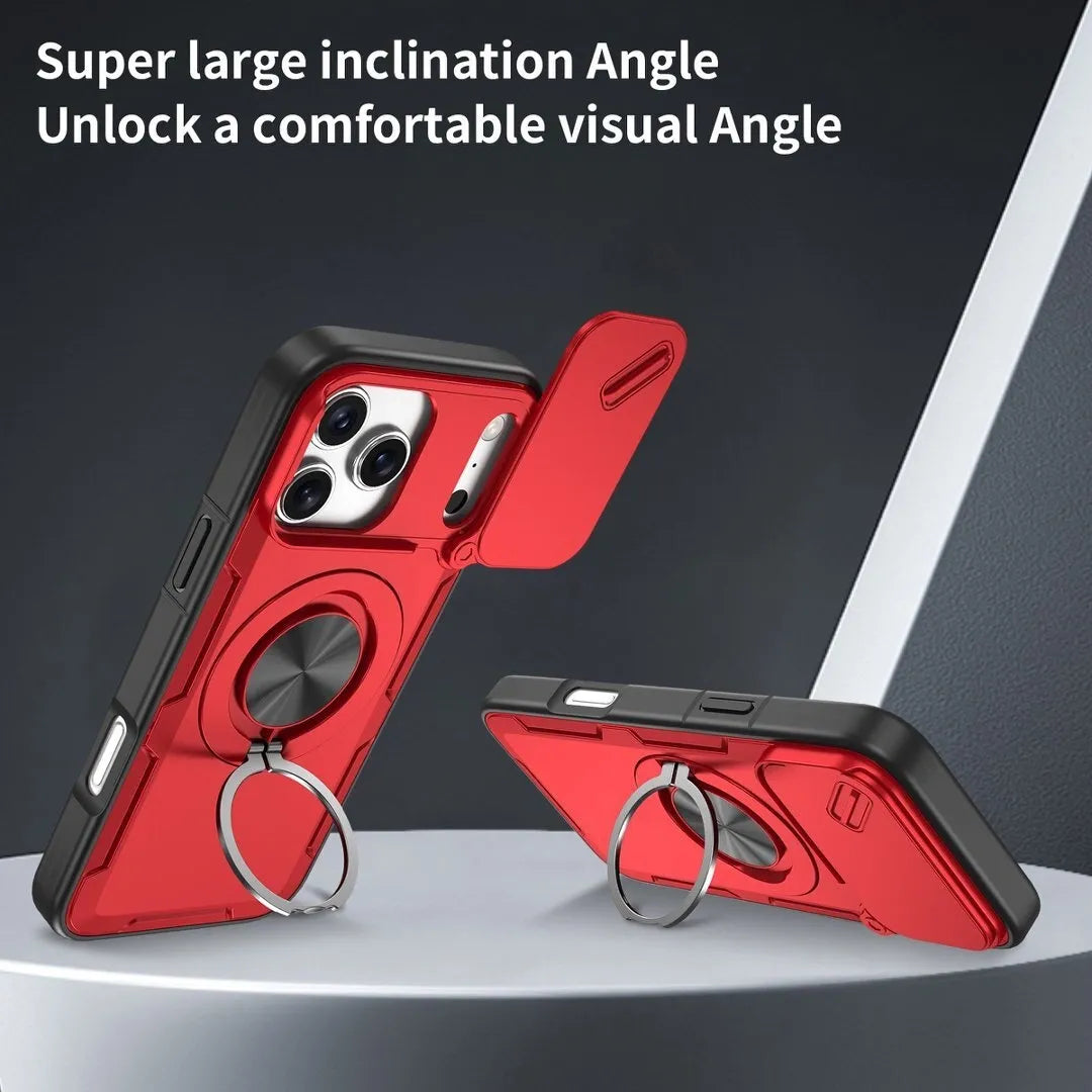 2-in-1 Magnetic Sliding Lens Case, Red for iPhone 17 Pro