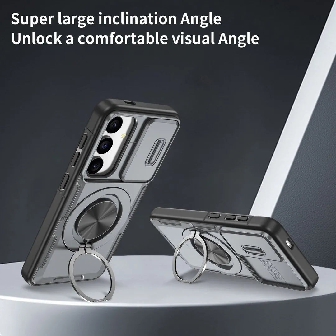 2-in-1 Magnetic Sliding Lens Case, Grey for Samsung S24