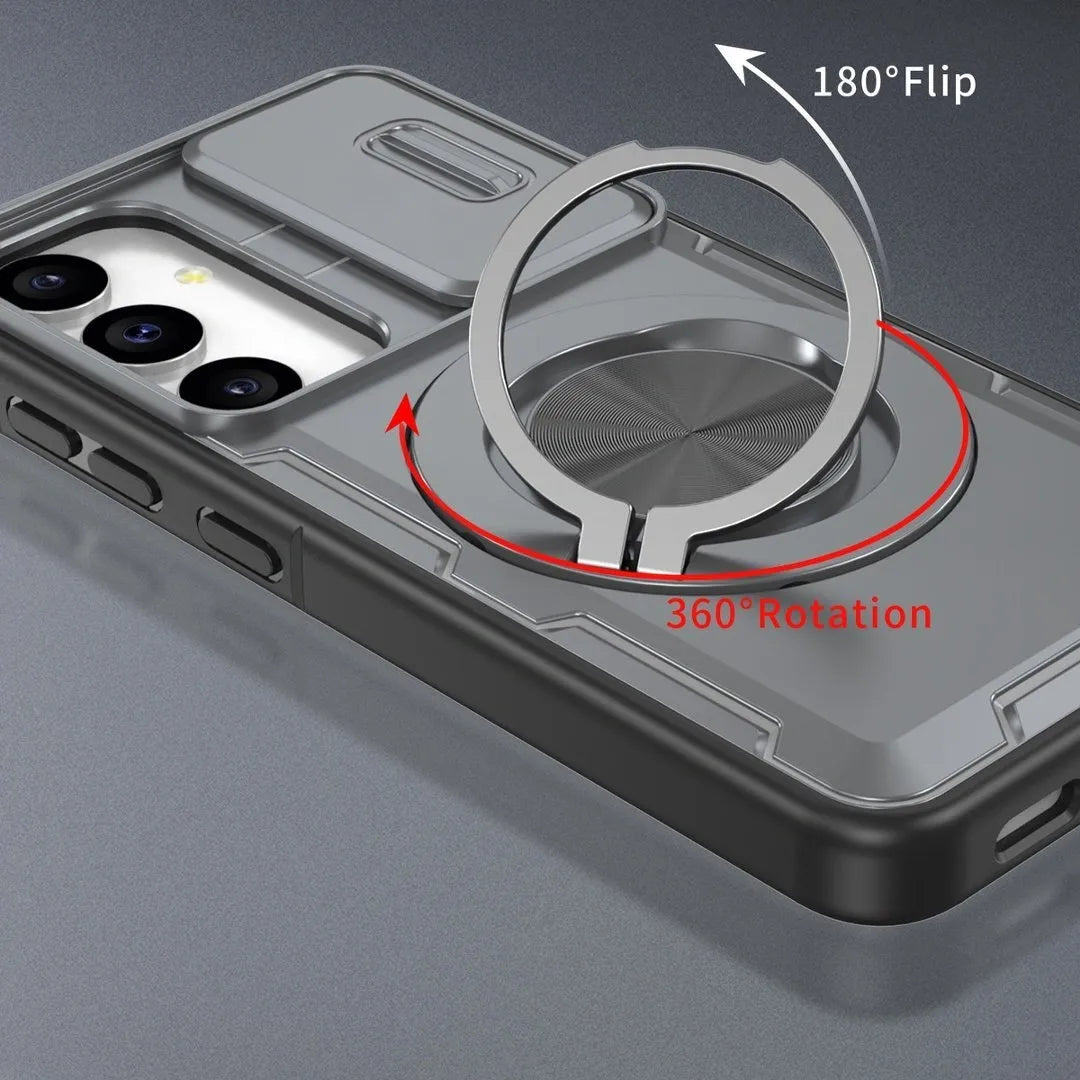 2-in-1 Magnetic Sliding Lens Case, Grey for Samsung S25