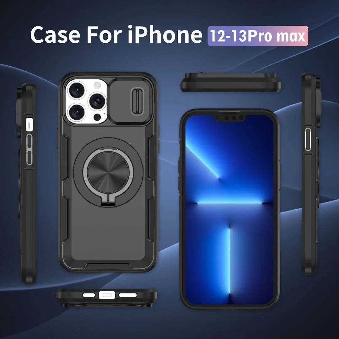 2-in-1 Magnetic Sliding Lens Case, Black for iPhone 12 Pro Max