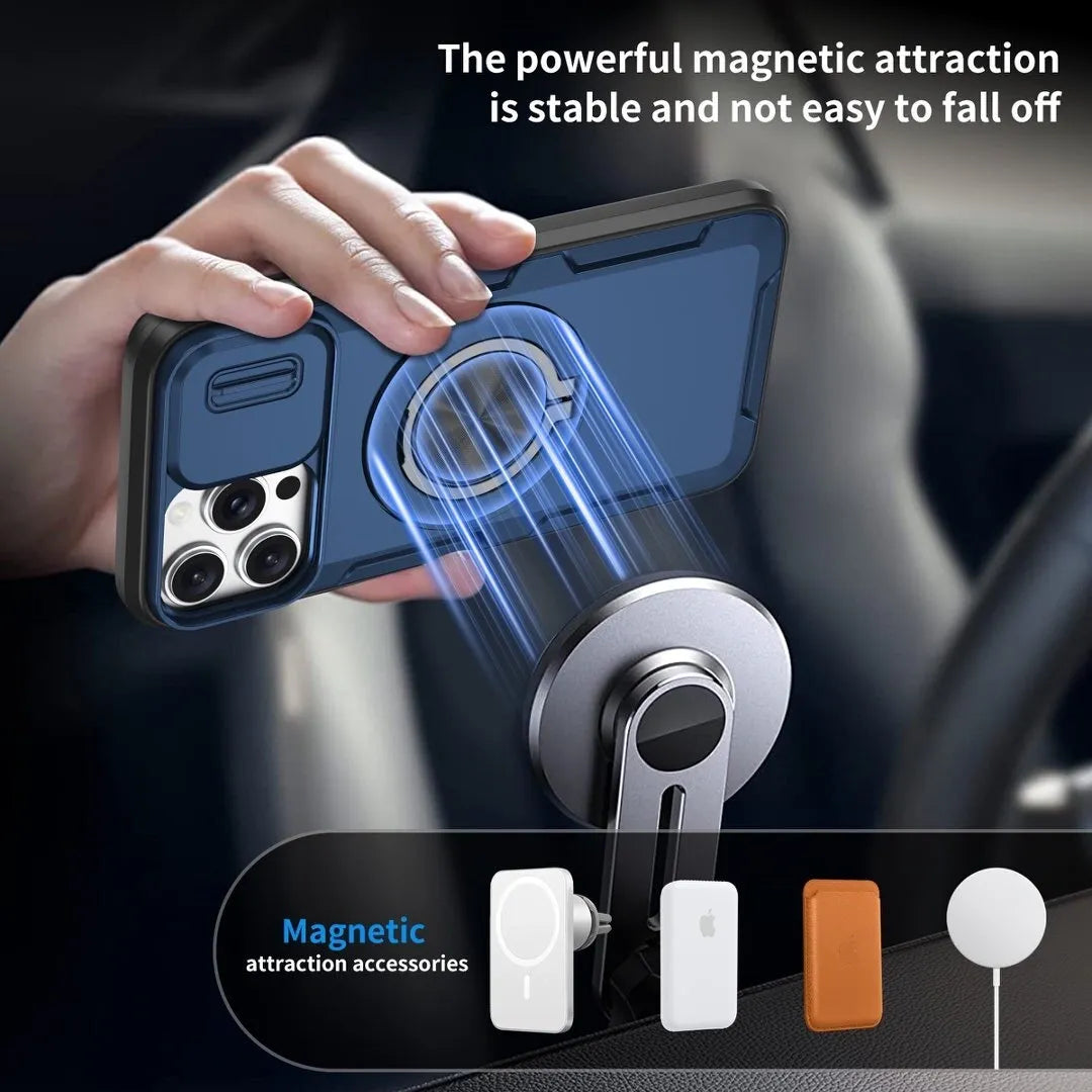 2-in-1 Magnetic Sliding Lens Case, Blue for iPhone 12 Pro Max