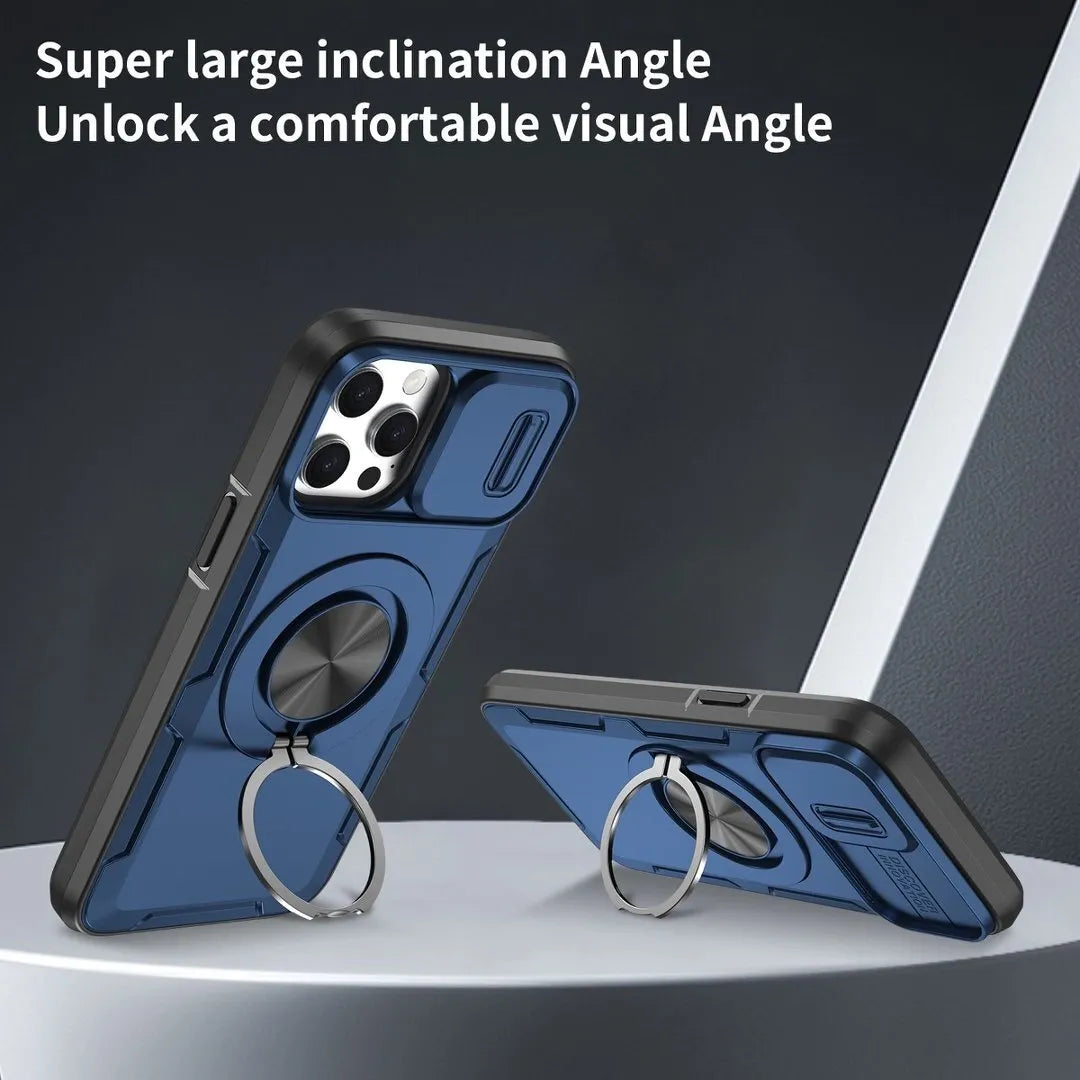 2-in-1 Magnetic Sliding Lens Case, Blue for iPhone 12 Pro