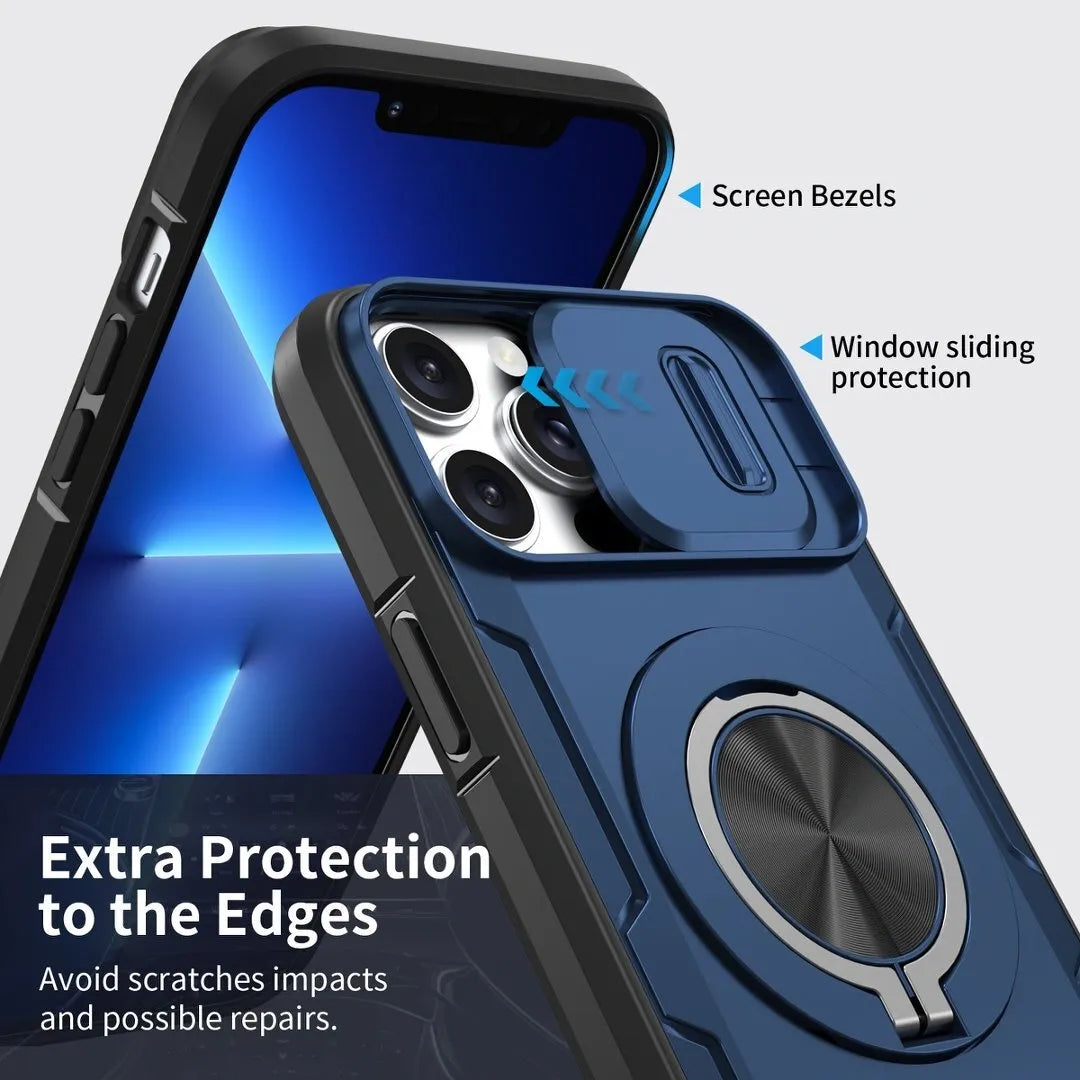 2-in-1 Magnetic Sliding Lens Case, Blue for iPhone 12 Pro