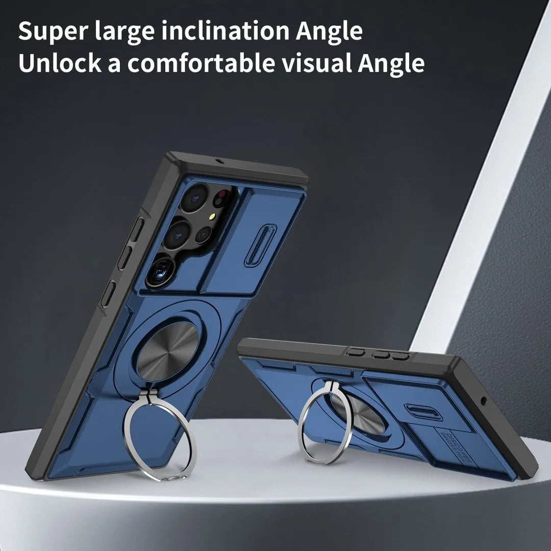 2-in-1 Magnetic Sliding Lens Case, Blue for Samsung S23Ultra