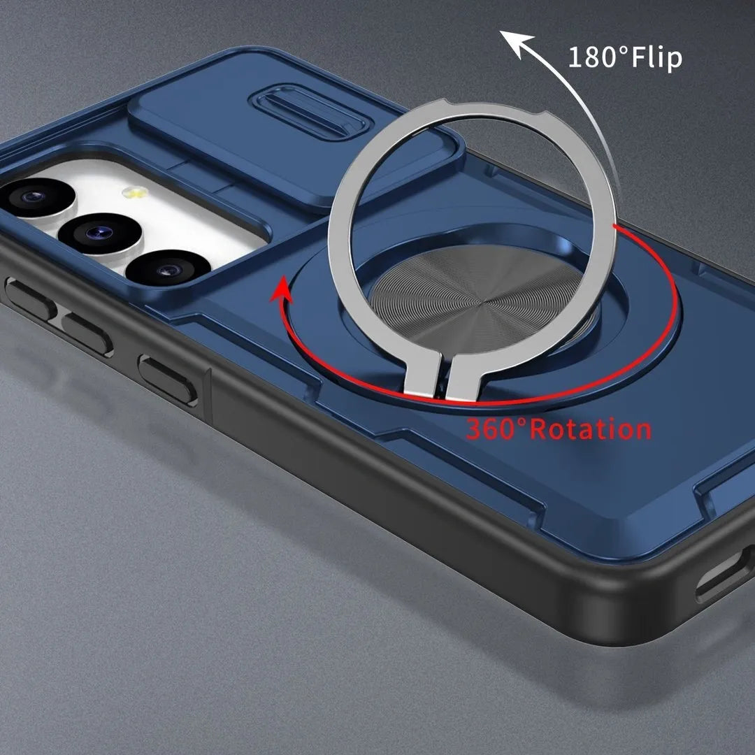 2-in-1 Magnetic Sliding Lens Case, Blue for Samsung S24