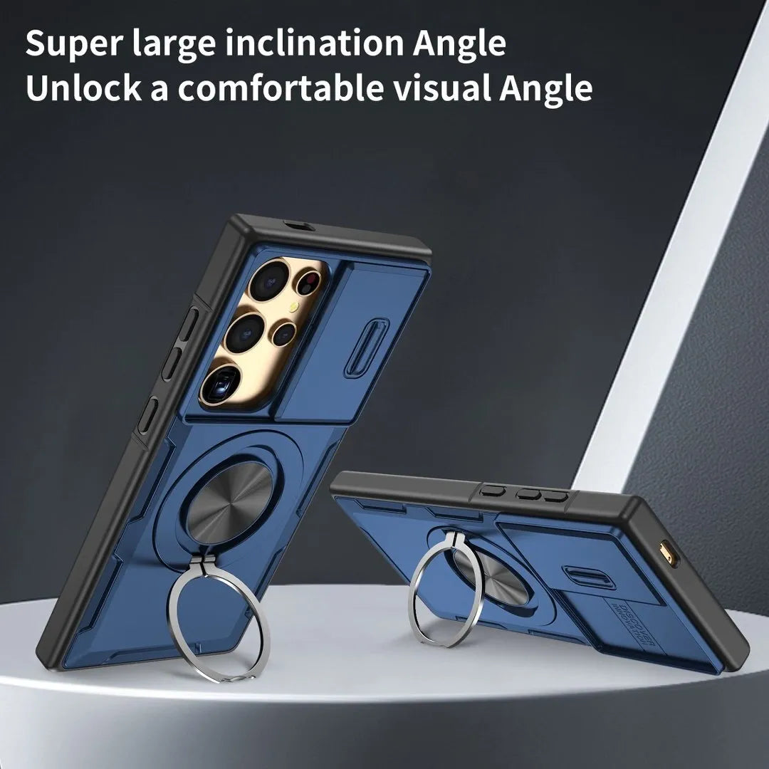 2-in-1 Magnetic Sliding Lens Case, Blue for Samsung S24Ultra
