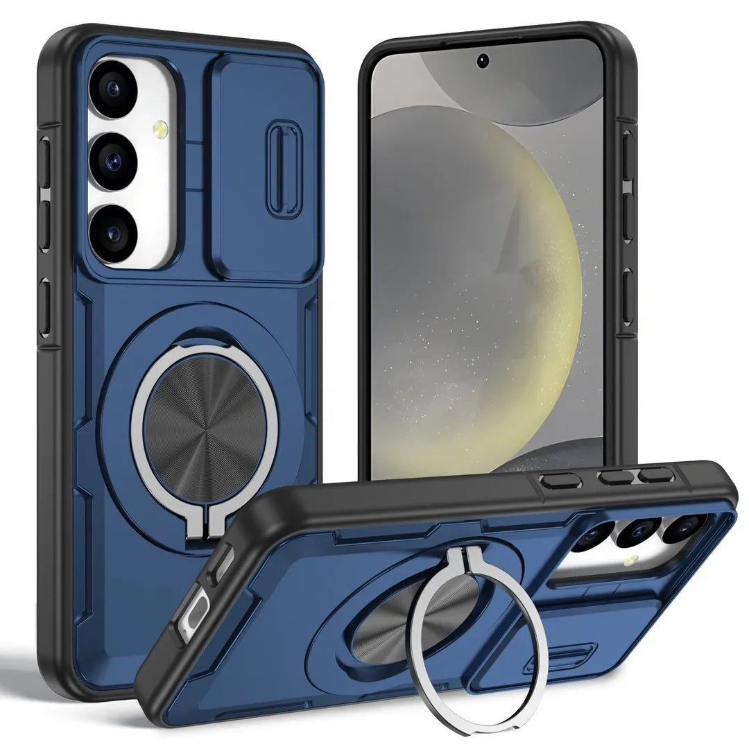 2-in-1 Magnetic Sliding Lens Case, Blue for Samsung S25