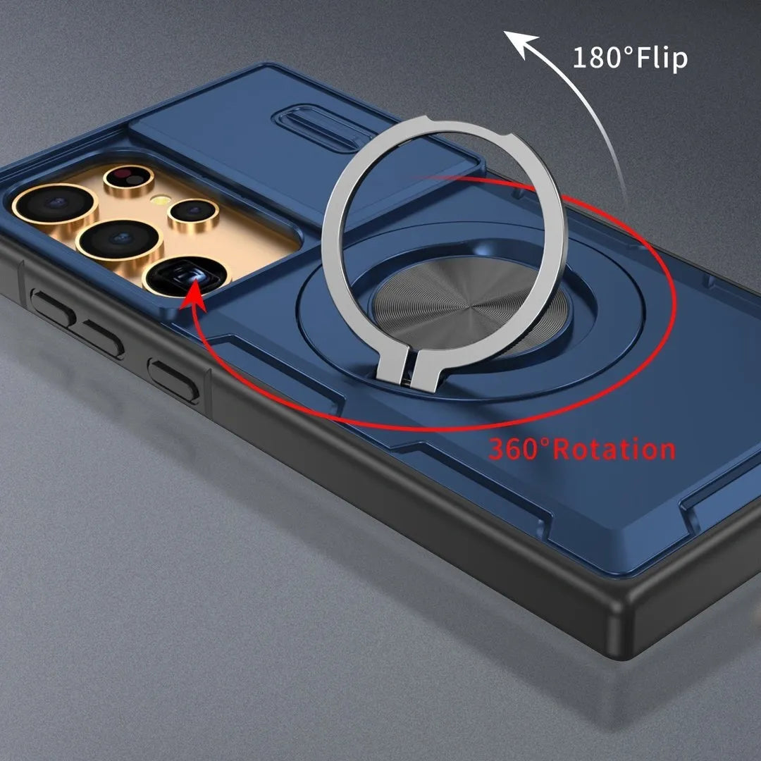 2-in-1 Magnetic Sliding Lens Case, Blue for Samsung S25Ultra