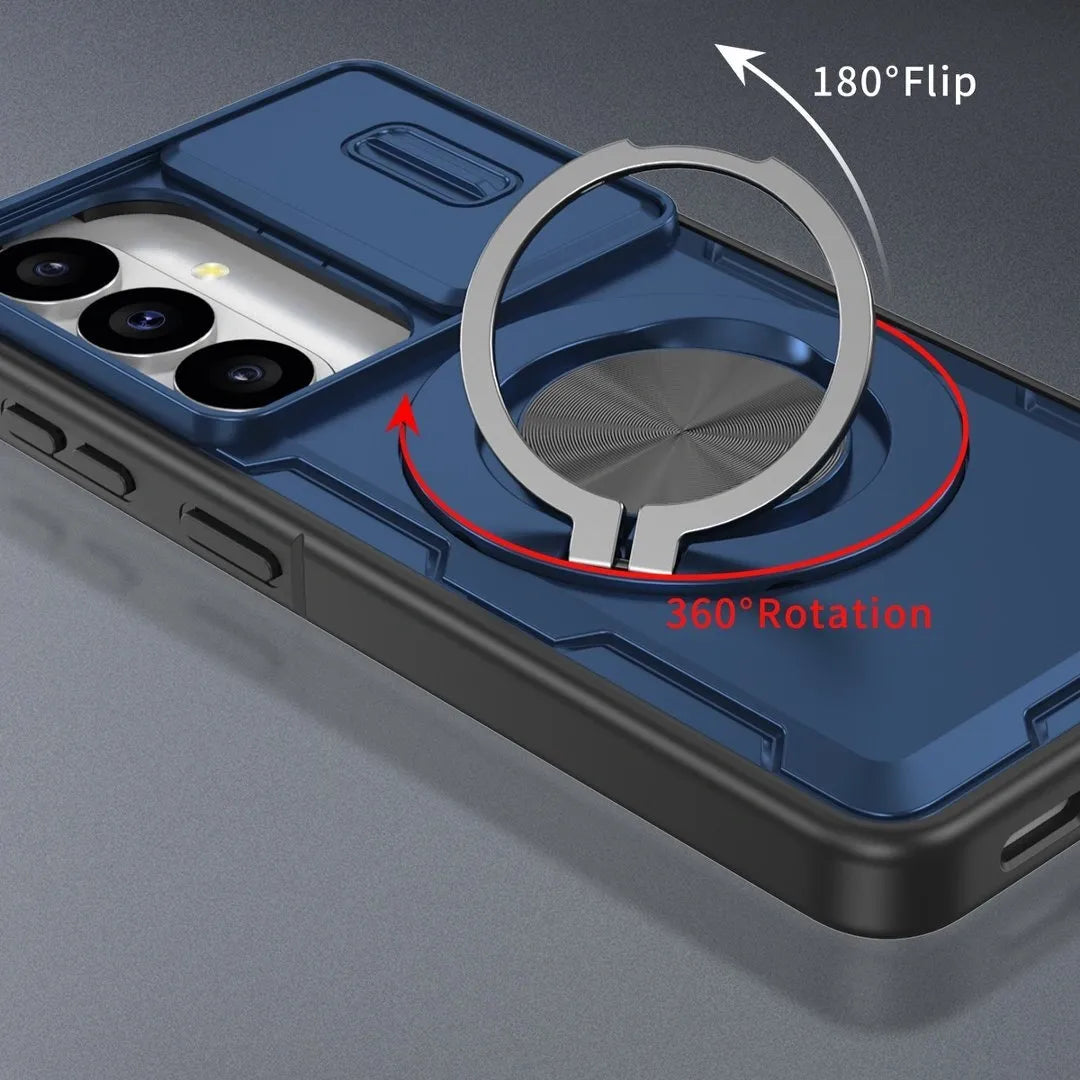 2-in-1 Magnetic Sliding Lens Case, Blue for Samsung S26