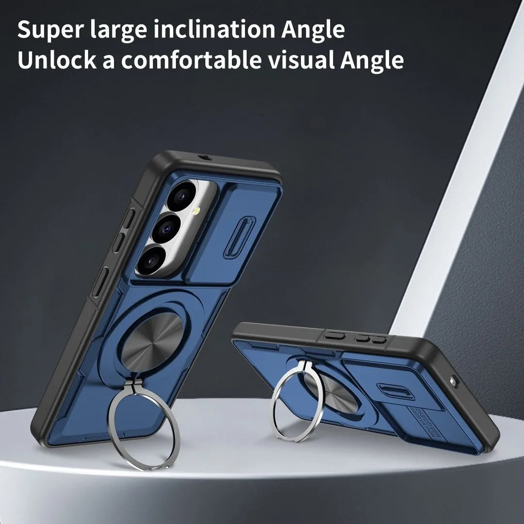 2-in-1 Magnetic Sliding Lens Case, Blue for Samsung S26
