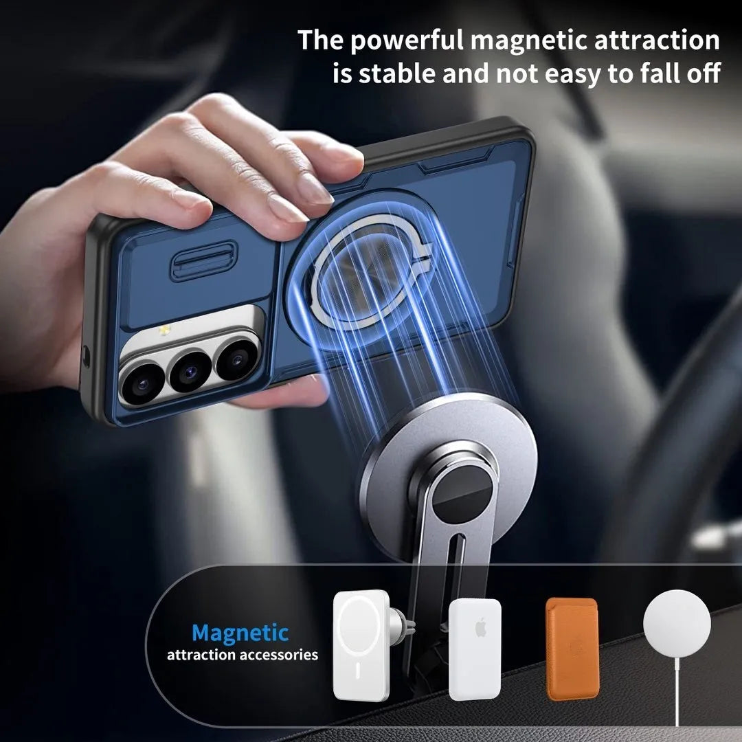 2-in-1 Magnetic Sliding Lens Case, Blue for Samsung S26