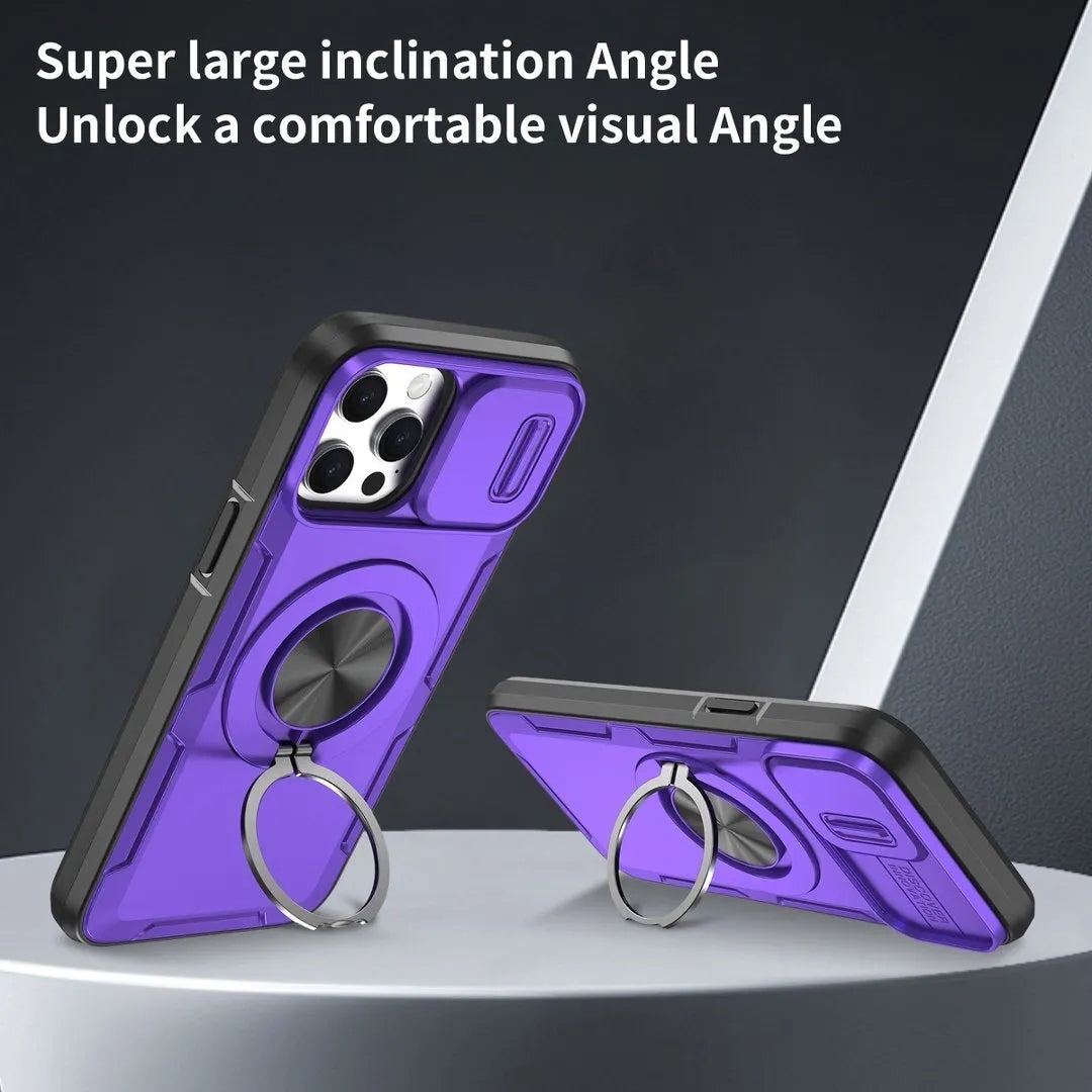 2-in-1 Magnetic Sliding Lens Case, Purple for iPhone 12 Pro Max