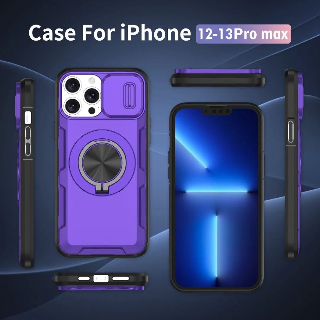 2-in-1 Magnetic Sliding Lens Case, Purple for iPhone 13 Pro Max