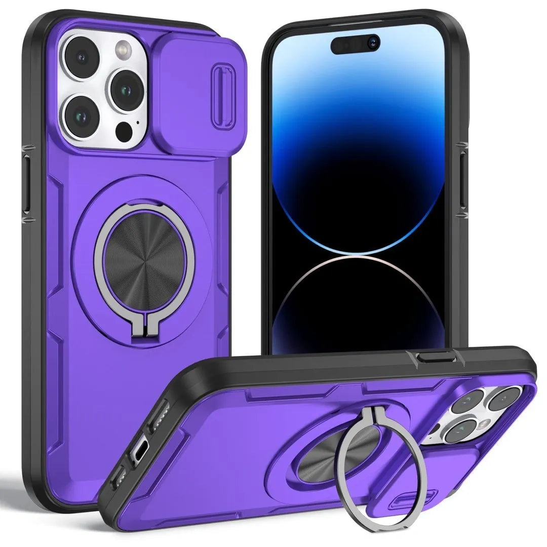 2-in-1 Magnetic Sliding Lens Case, Purple for iPhone 15Pro Max