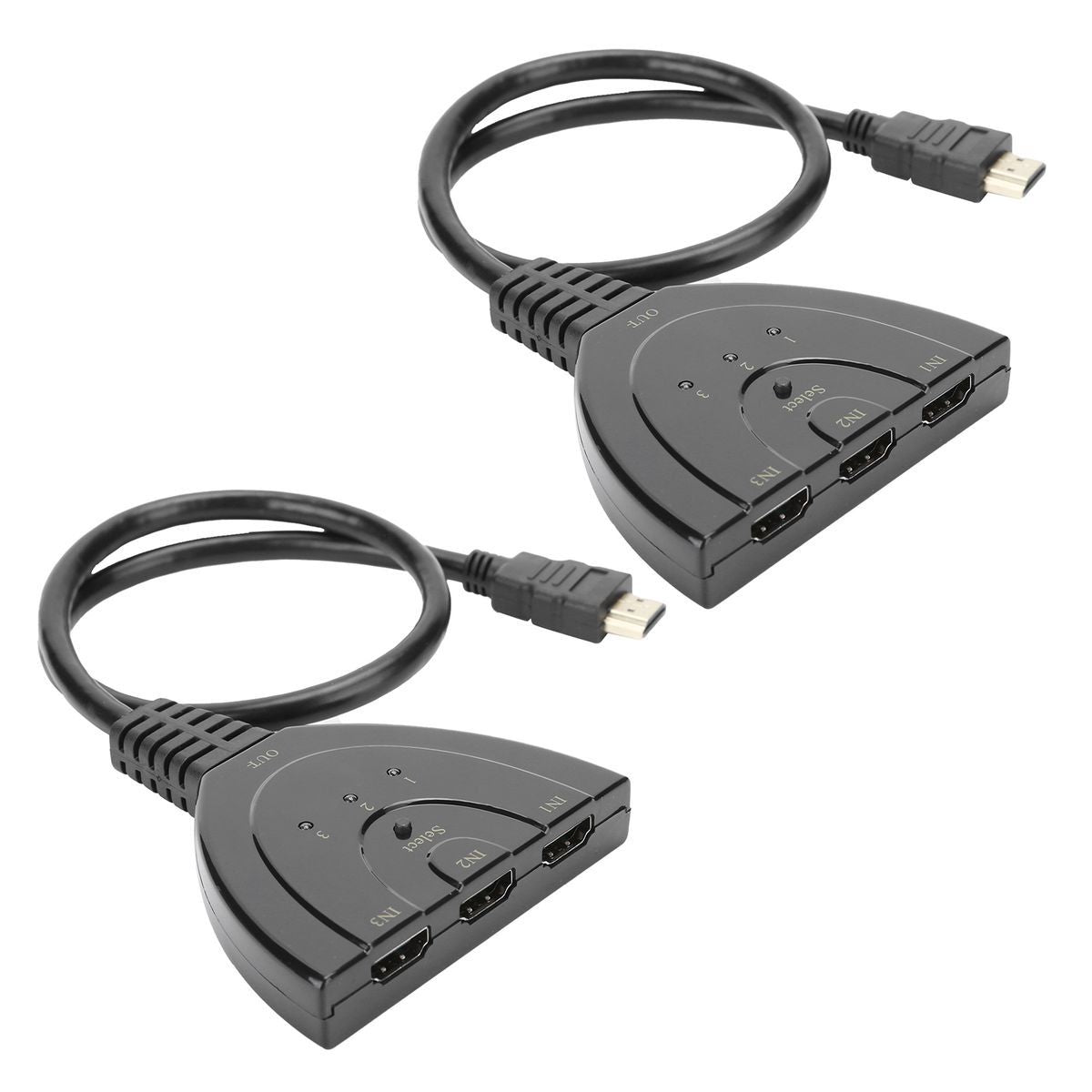 2Pcs HDMI Splitter 3 Port 4Kx2K MultiFunctional Hub Box Switcher for LCD HD