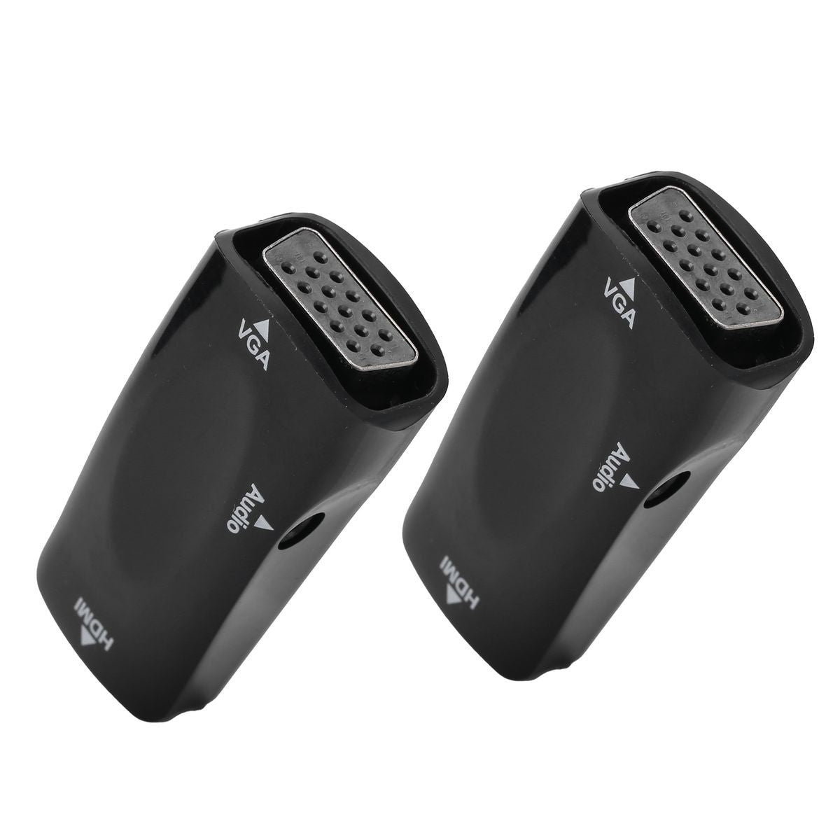 2pcs 1080P Video Adapter HDMI Female to VGA Female with 3.5mm Audio Output
