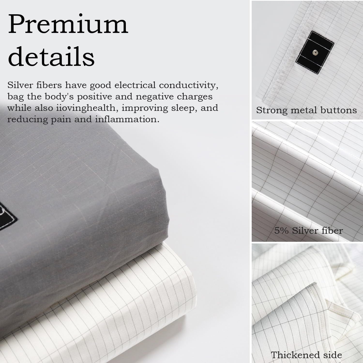 Grounding Flat Sheet, Bed Earthing Flat Sheet AU Plug Grounding Connection Cord Conductive Mat White, Flat Sheets- 90x230cm