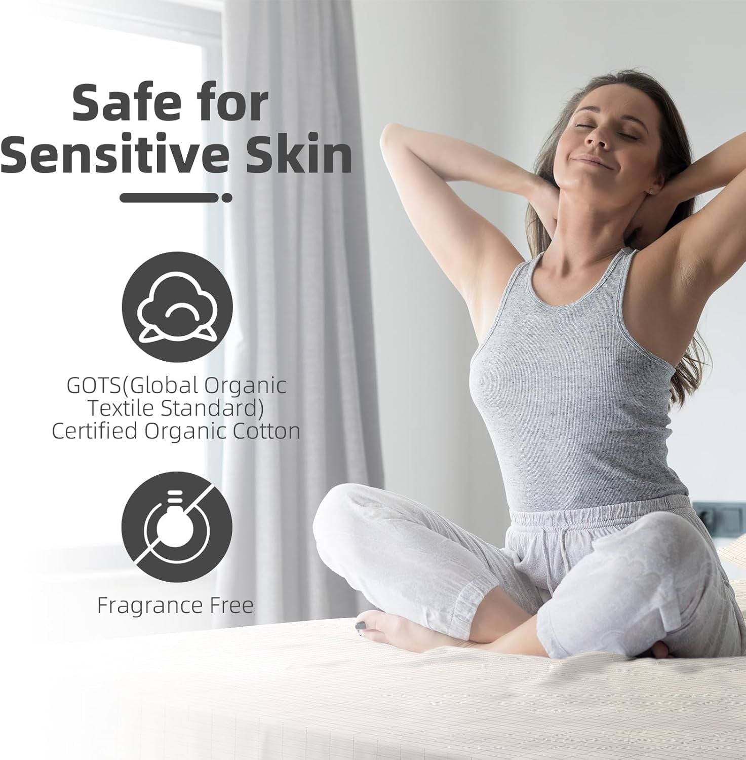Grounding Fitted Sheet Bed Earthing Fitted Sheet AU Plug Grounding Connection Cord Conductive Mat Gray, Double 137x190cm+33cm