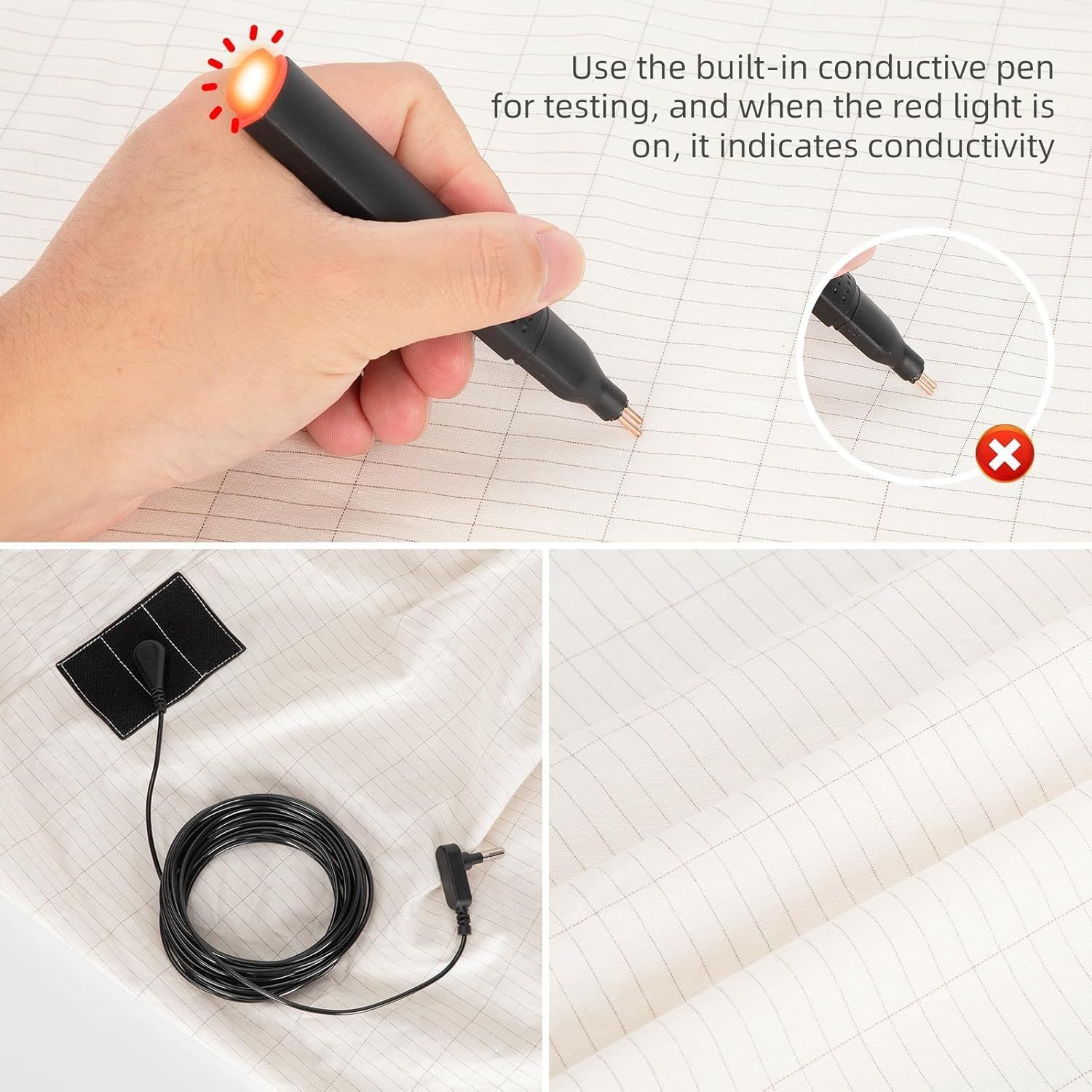 Bed Earthing Fitted Sheet AU Plug Grounding Connection Cord Conductive Mat Fiteed White, Double 137x190cm+33cm