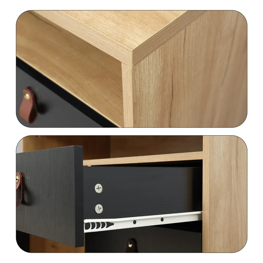Eeeza Multi-Purpose Side Cabinet with 3 Drawers and 1 Door – Nordic Style Storage Unit with PU Handles