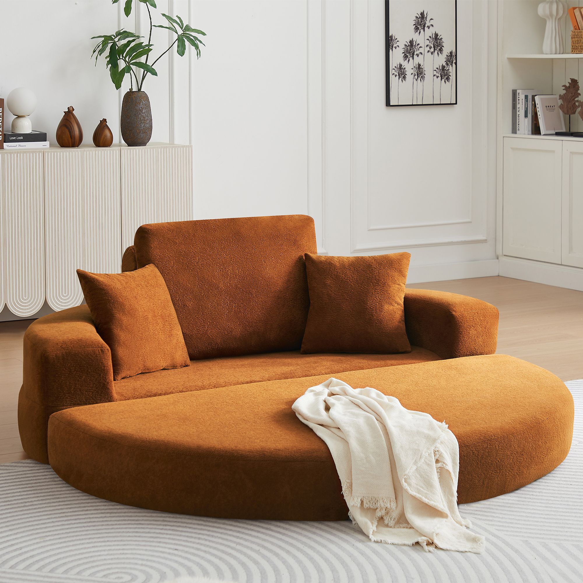 Multifunctional Round convertible Sofa Bed Compressed Packaging - Orange