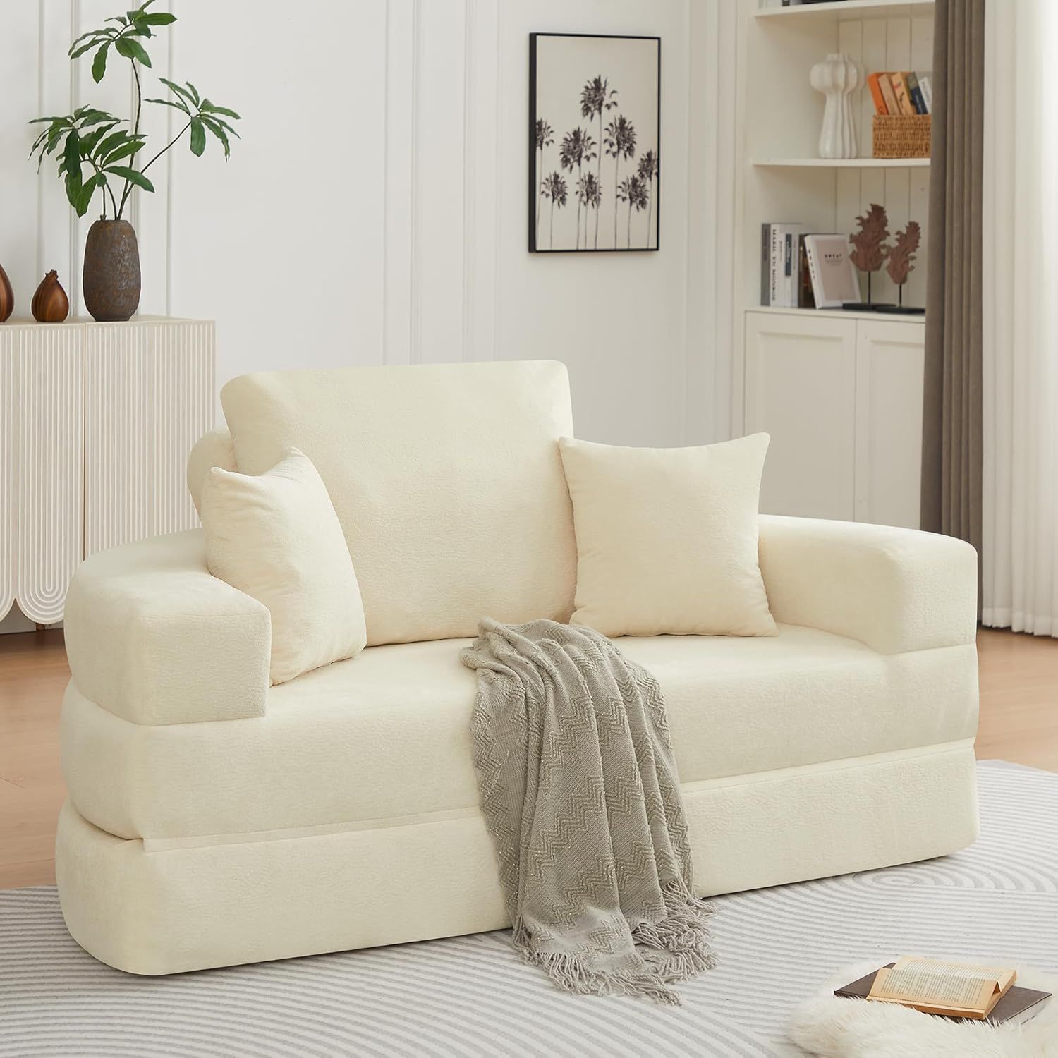 Multifunctional Round convertible Sofa Bed Compressed Packaging - Beige