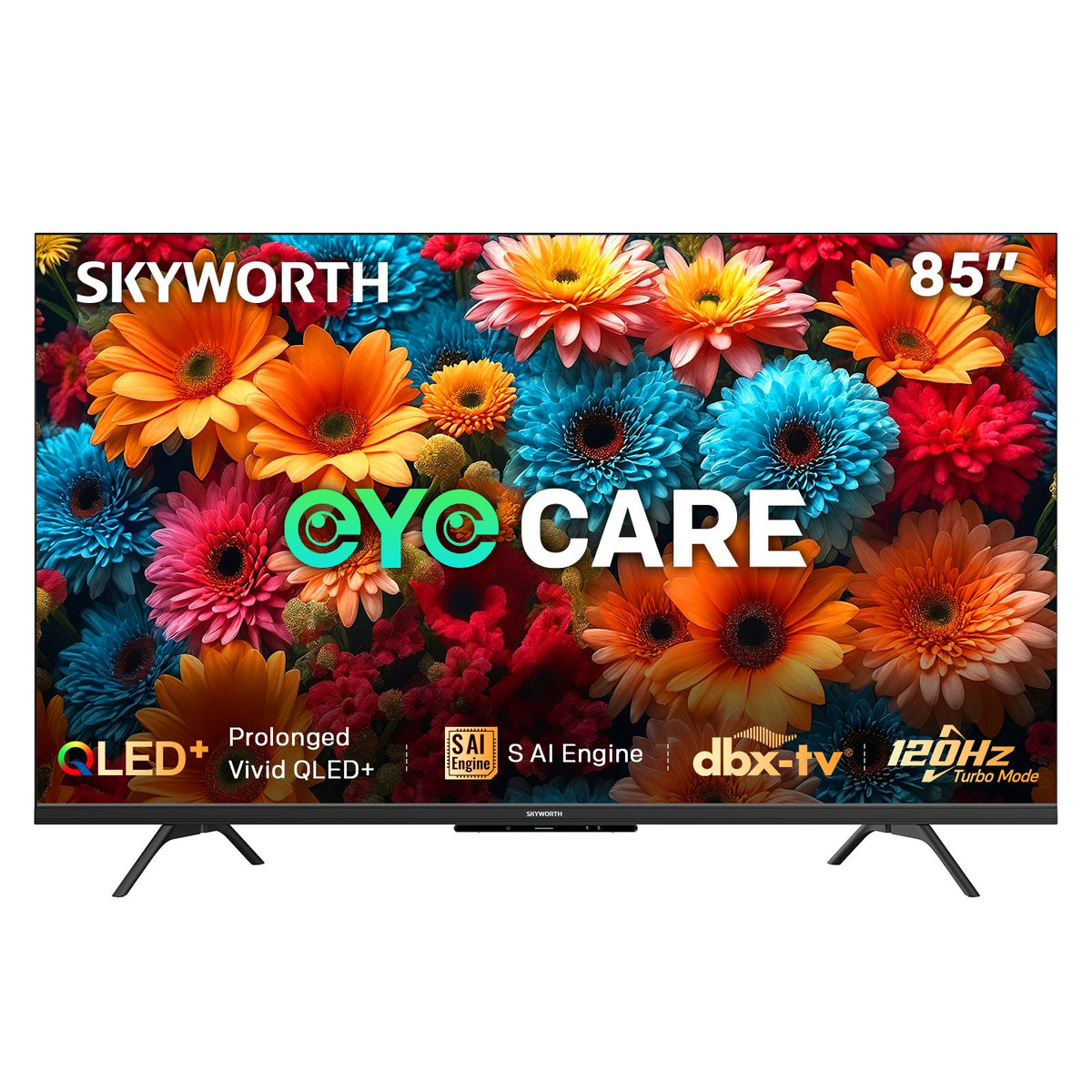 SKYWORTH Q6600H 85" - QLED+ 4K Smart Google TV, Gen 5 Quantum Dot, 120Hz Refresh Rate, AI-Powered Picture, Dolby Audio DBX-tv Audio, Voice Control, Screen Casting, HDR, Eco-Friendly Design