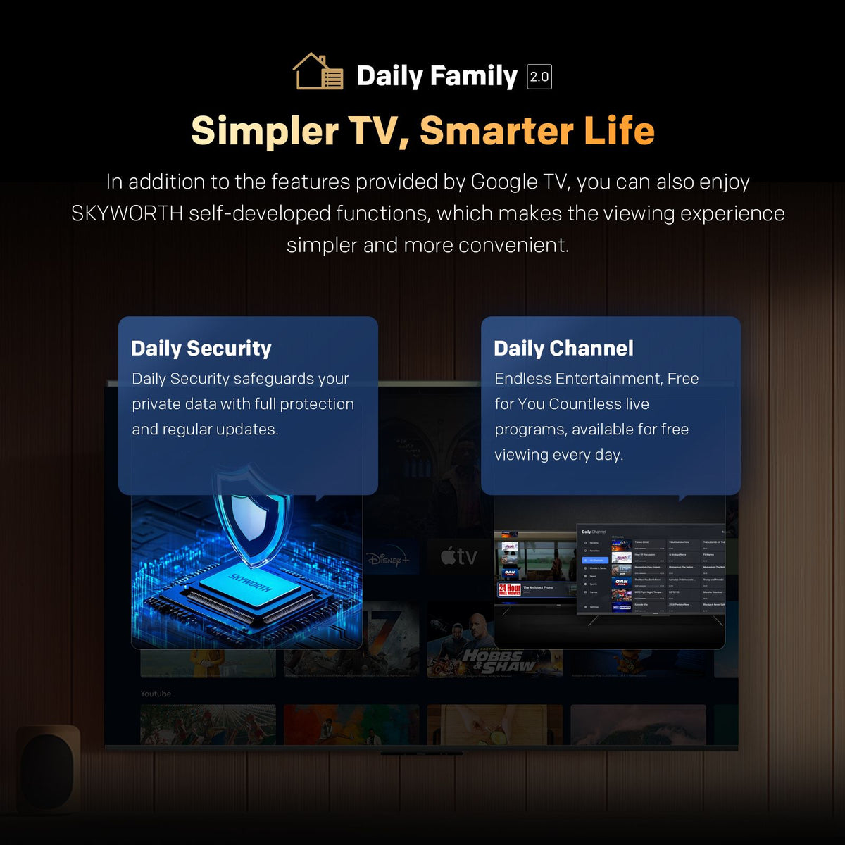 SKYWORTH Q6600H 85" - QLED+ 4K Smart Google TV, Gen 5 Quantum Dot, 120Hz Refresh Rate, AI-Powered Picture, Dolby Audio DBX-tv Audio, Voice Control, Screen Casting, HDR, Eco-Friendly Design